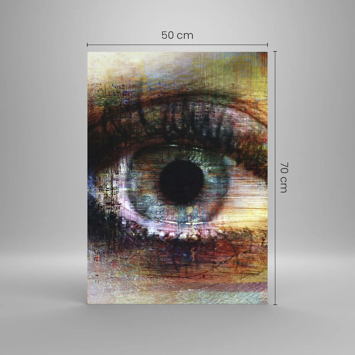 Impression sur verre - Image sur verre - Un œil abstrait aux nuances intenses et multicolores - 50x70cm - Vous pouvez jeter un coup d'œil dans l'âme - Décoration murale moderne pour le salon et la chambre ARTTOR