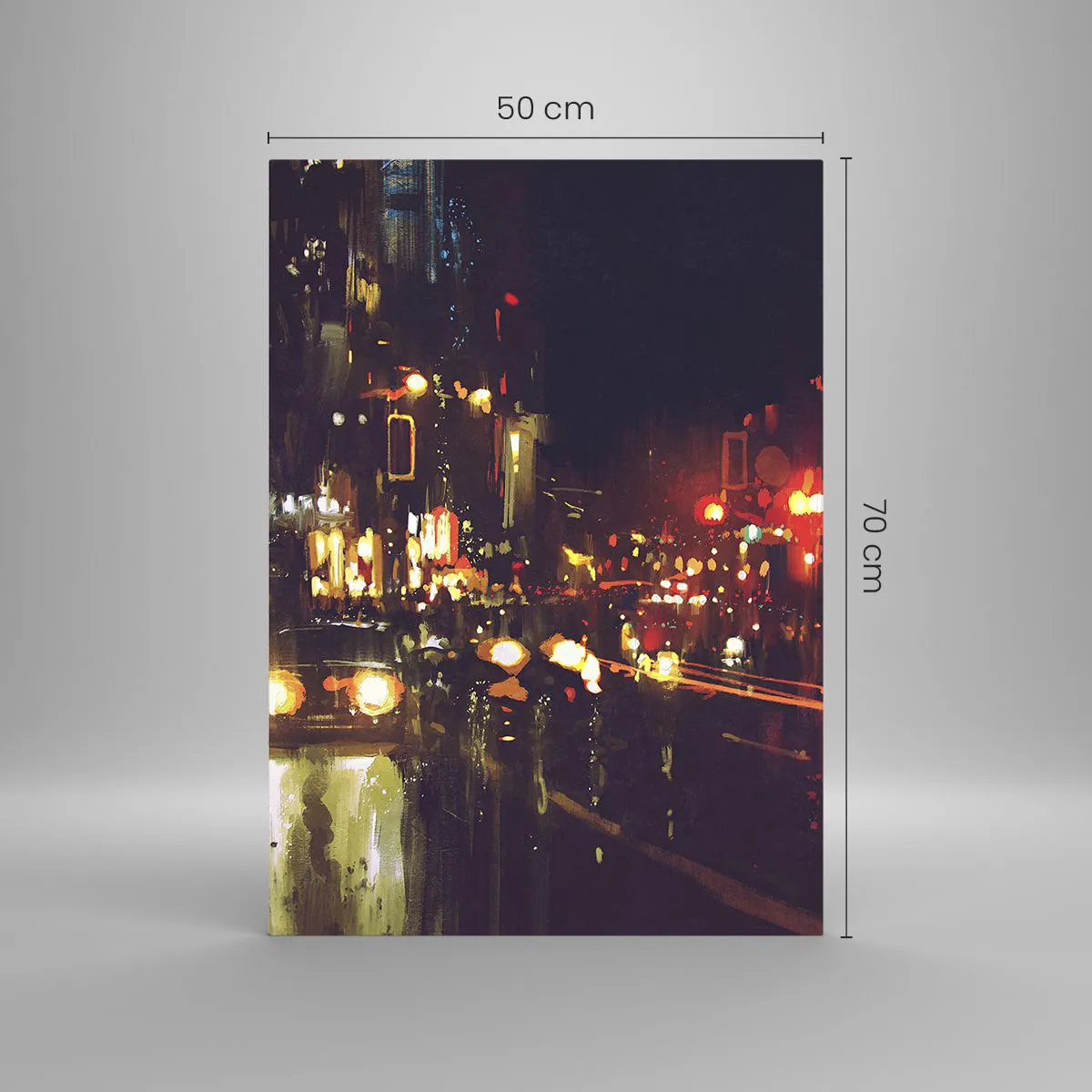 Cuadro sobre vidrio - Impresiones sobre Vidrio - Paisaje nocturno de la ciudad con coches y farolas - 50x70cm - Hundido en la luz de la noche - Decoración de pared moderna para salón y dormitorio ARTTOR