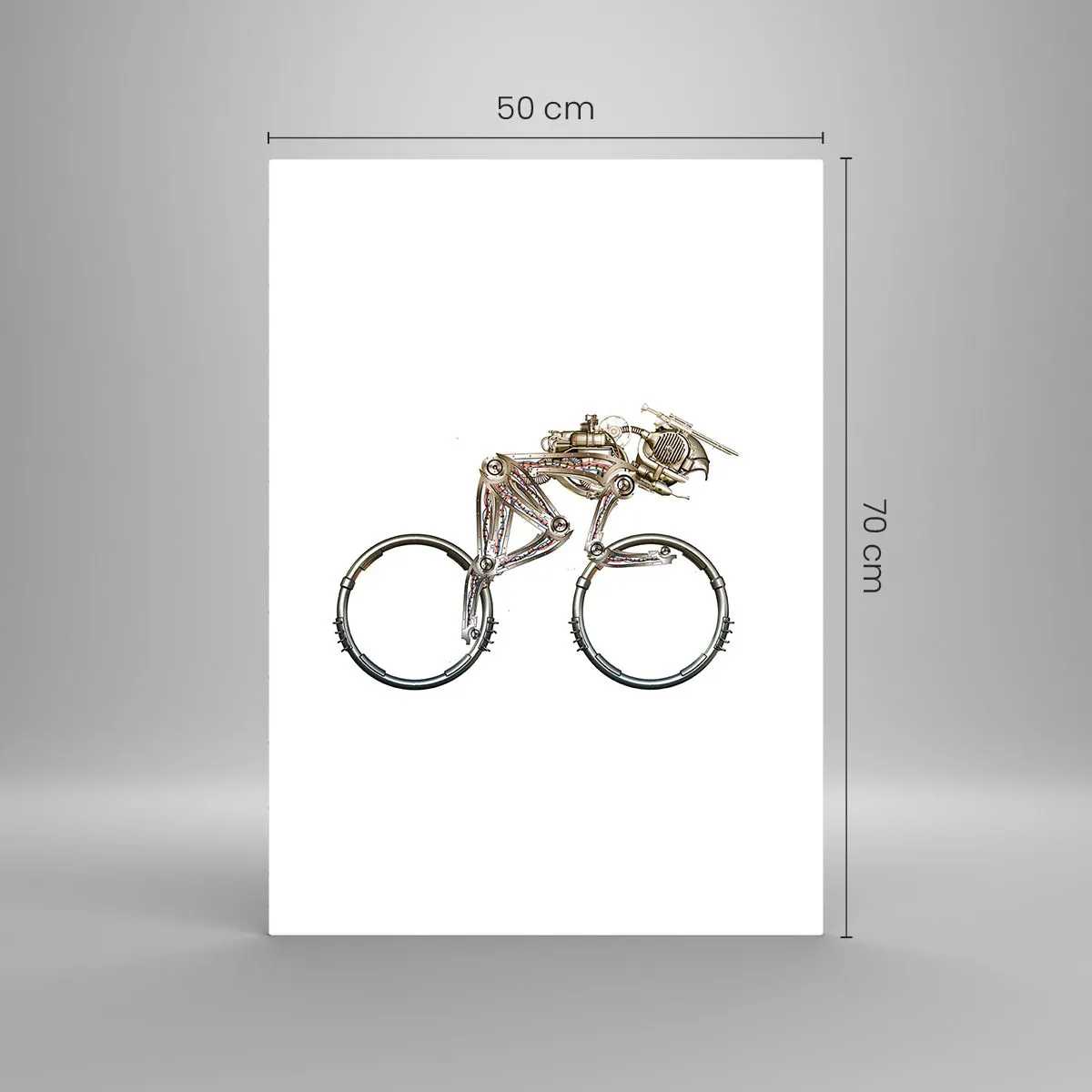 Impression sur verre - Image sur verre - Vélo industriel en métal - 50x70cm - Machine exceptionnelle - Décoration murale moderne pour le salon et la chambre ARTTOR