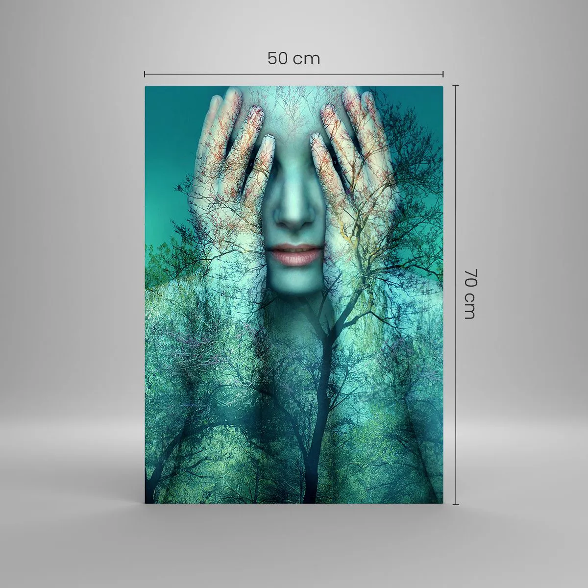 Obraz na skle - Ponořená do modré - 50x70 cm