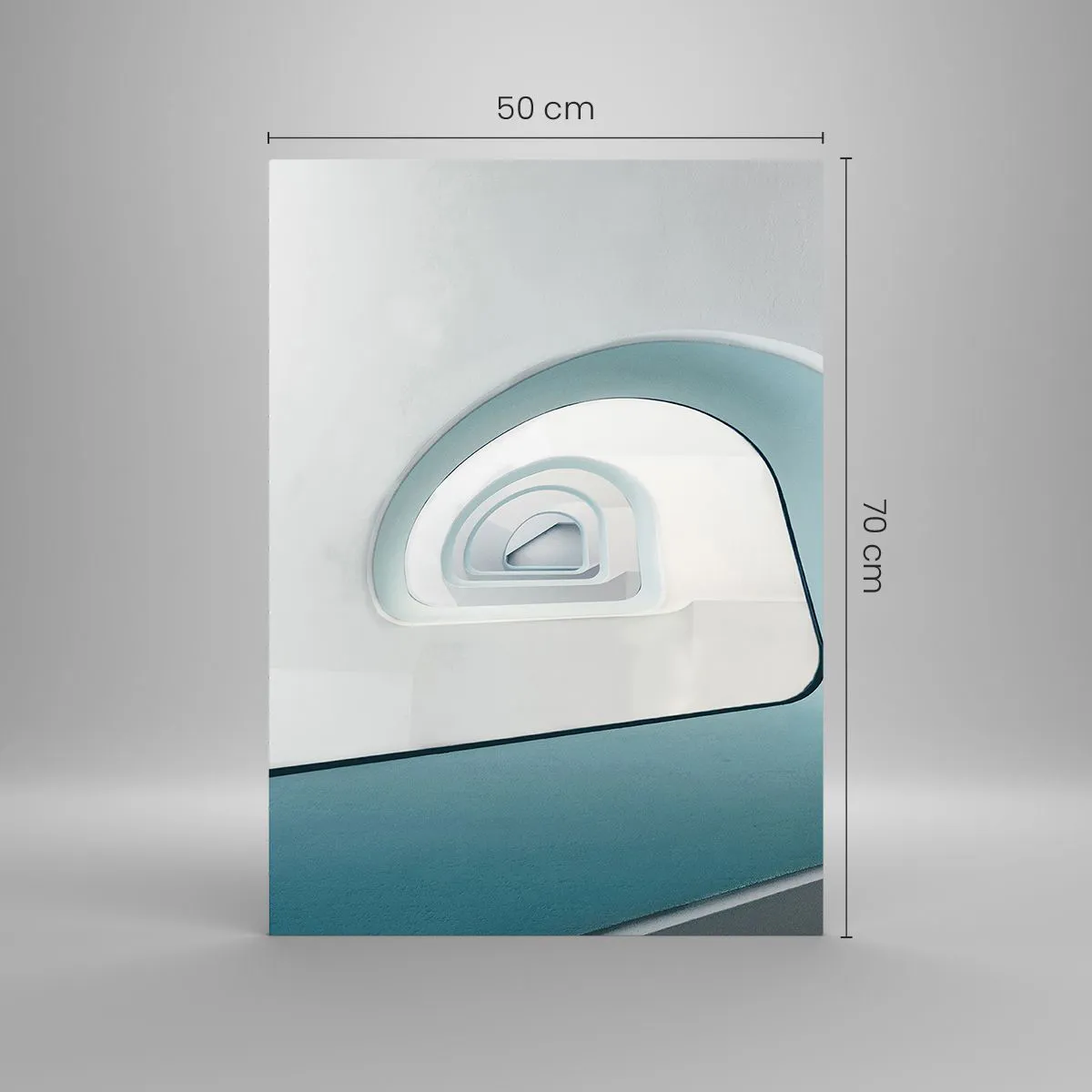 Quadro su vetro - Una scala moderna in una prospettiva astratta - 50x70cm - Blu fino in fondo - Decorazione murale moderna per soggiorno e camera da letto ARTTOR