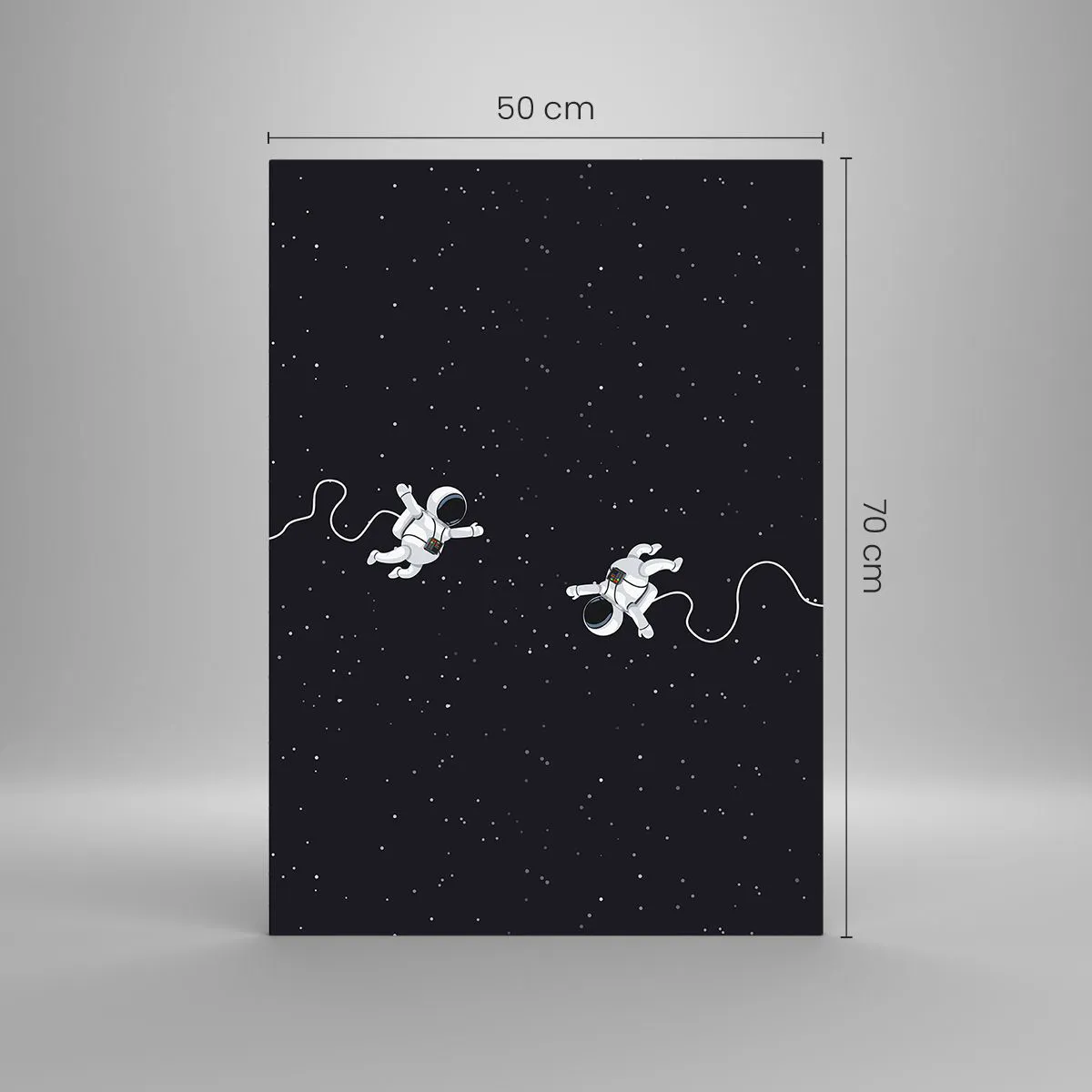 Cuadro sobre vidrio - Impresiones sobre Vidrio - Dos astronautas flotando en el espacio - 50x70cm - Danza cósmica - Decoración de pared moderna para salón y dormitorio ARTTOR