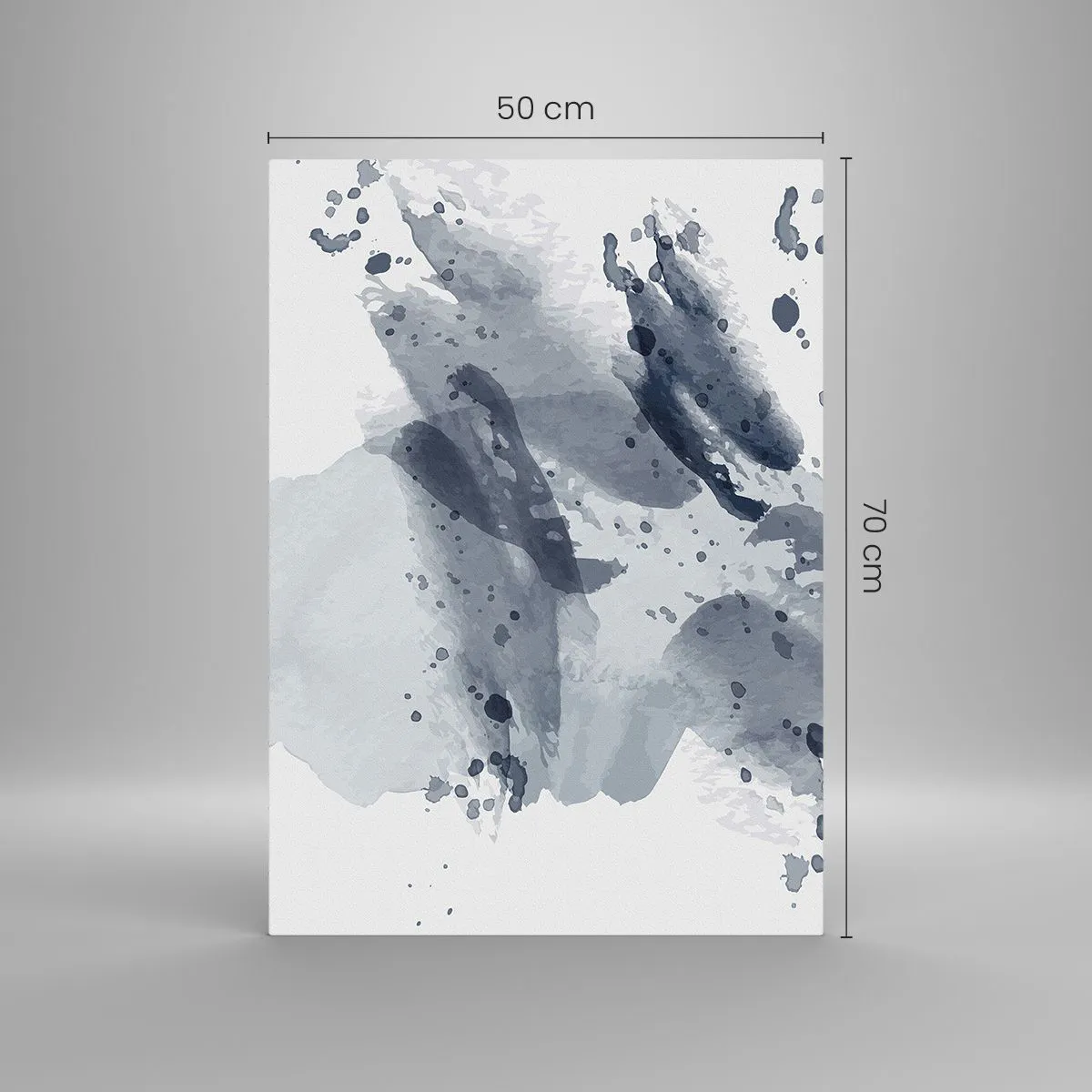 Cuadro sobre vidrio - Impresiones sobre Vidrio - Manchas de acuarela de color azul grisáceo que se asemejan al agua en movimiento - 50x70cm - Un estudio sobre la naturaleza del agua - Decoración de pared moderna para salón y dormitorio ARTTOR