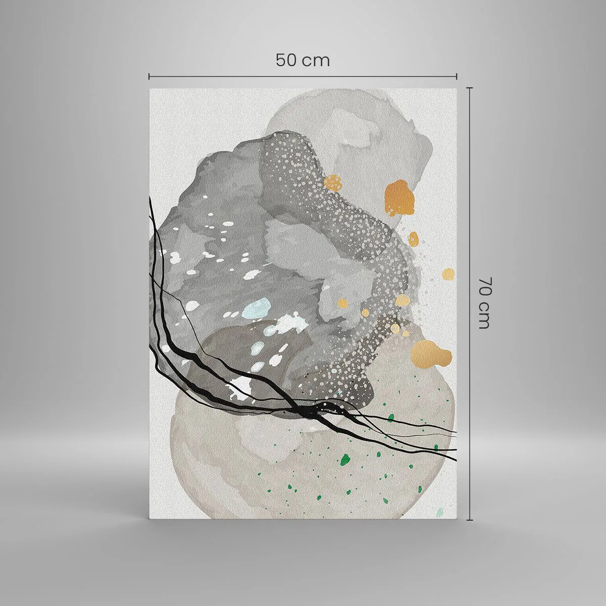 Glasbild - Bild auf glas - Organische Formen und Punkte in gedeckten Farben mit Details - 50x70cm - Organische Komposition - Moderne Wanddekoration für Wohnzimmer und Schlafzimmer ARTTOR