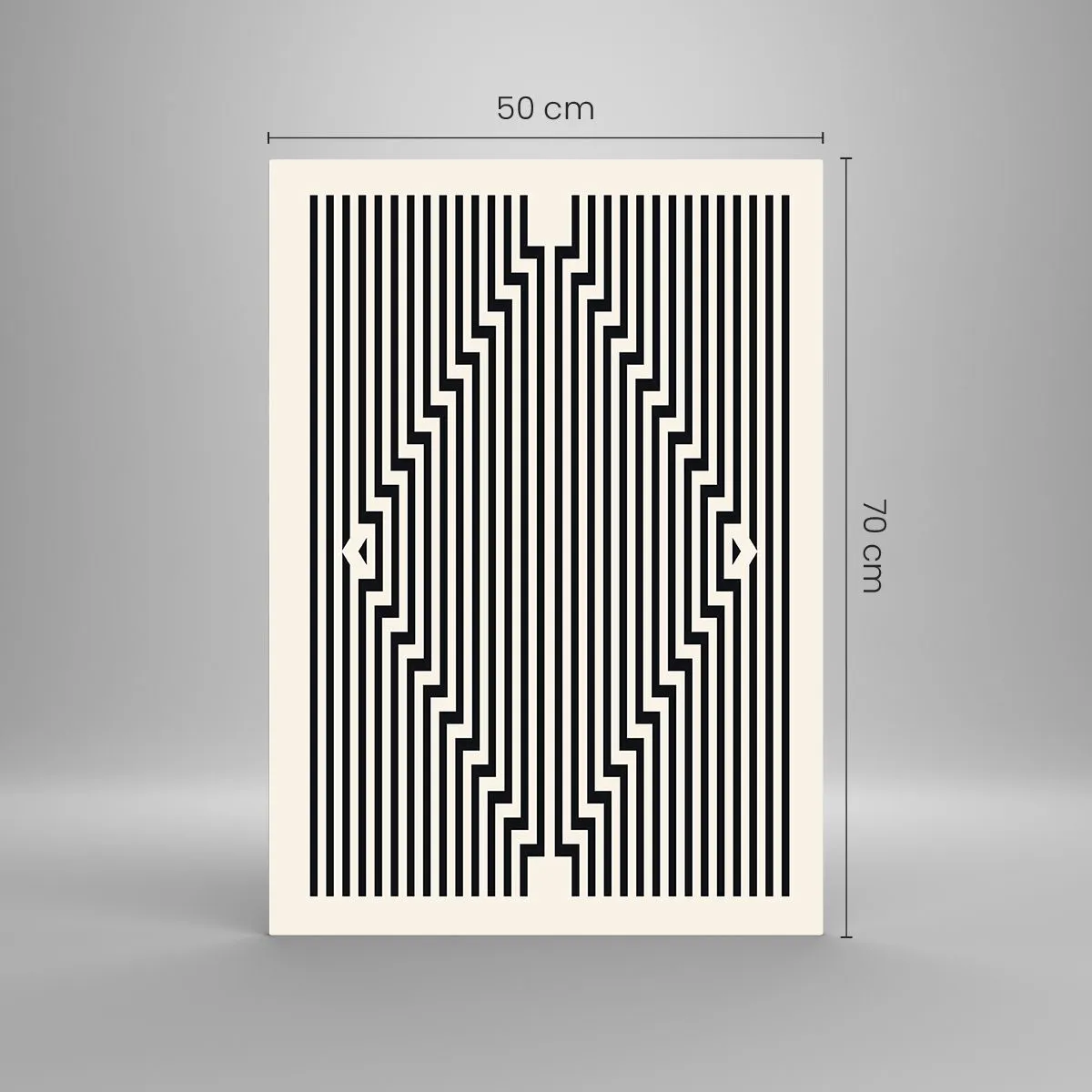 Quadro su vetro - Un affascinante motivo di linee bianche e nere che creano un'illusione - 50x70cm - Illusione geometrica - Decorazione murale moderna per soggiorno e camera da letto ARTTOR