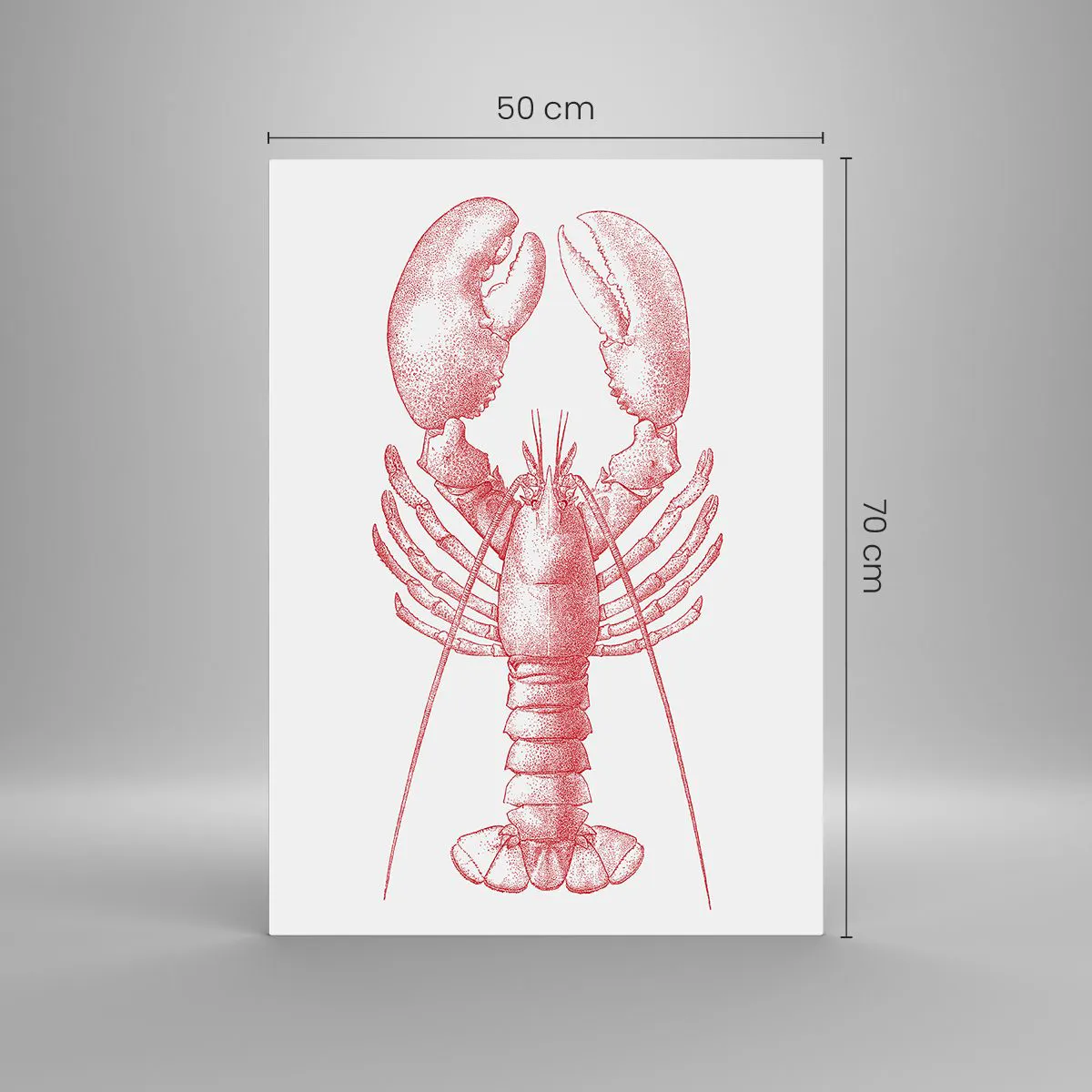Glasbild - Bild auf glas - Skizze eines Hummers in Rot auf hellem Hintergrund - 50x70cm - Hummer, der Homers würdig ist - Moderne Wanddekoration für Wohnzimmer und Schlafzimmer ARTTOR