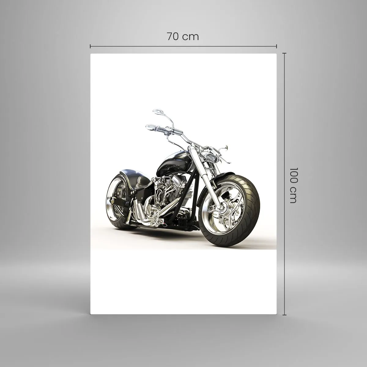 Cuadro sobre vidrio - Impresiones sobre Vidrio - Elegante motocicleta negra sobre fondo blanco. - 70x100cm - Una fuerza con carácter - Decoración de pared moderna para salón y dormitorio ARTTOR