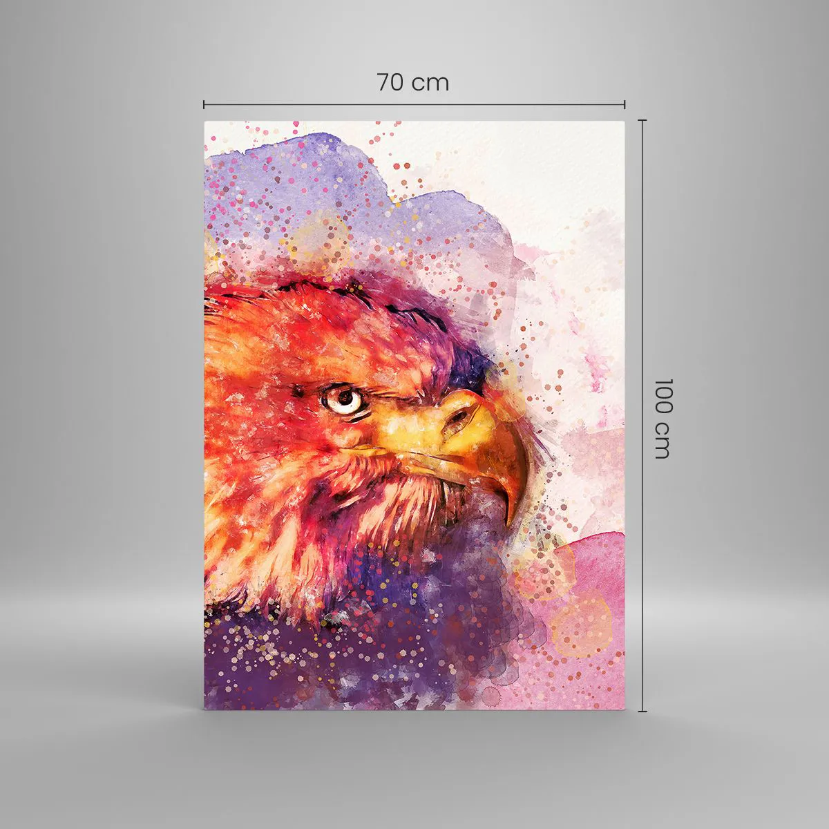 Glasbild - Bild auf glas - Porträt eines Adlers in künstlerischen Aquarellfarben - 70x100cm - Du willst nicht wissen, woran ich denke - Moderne Wanddekoration für Wohnzimmer und Schlafzimmer ARTTOR