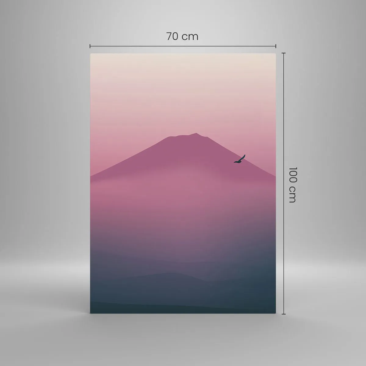 Glastavla - Bild på glas - Vandrare över molnen - 70x100 cm