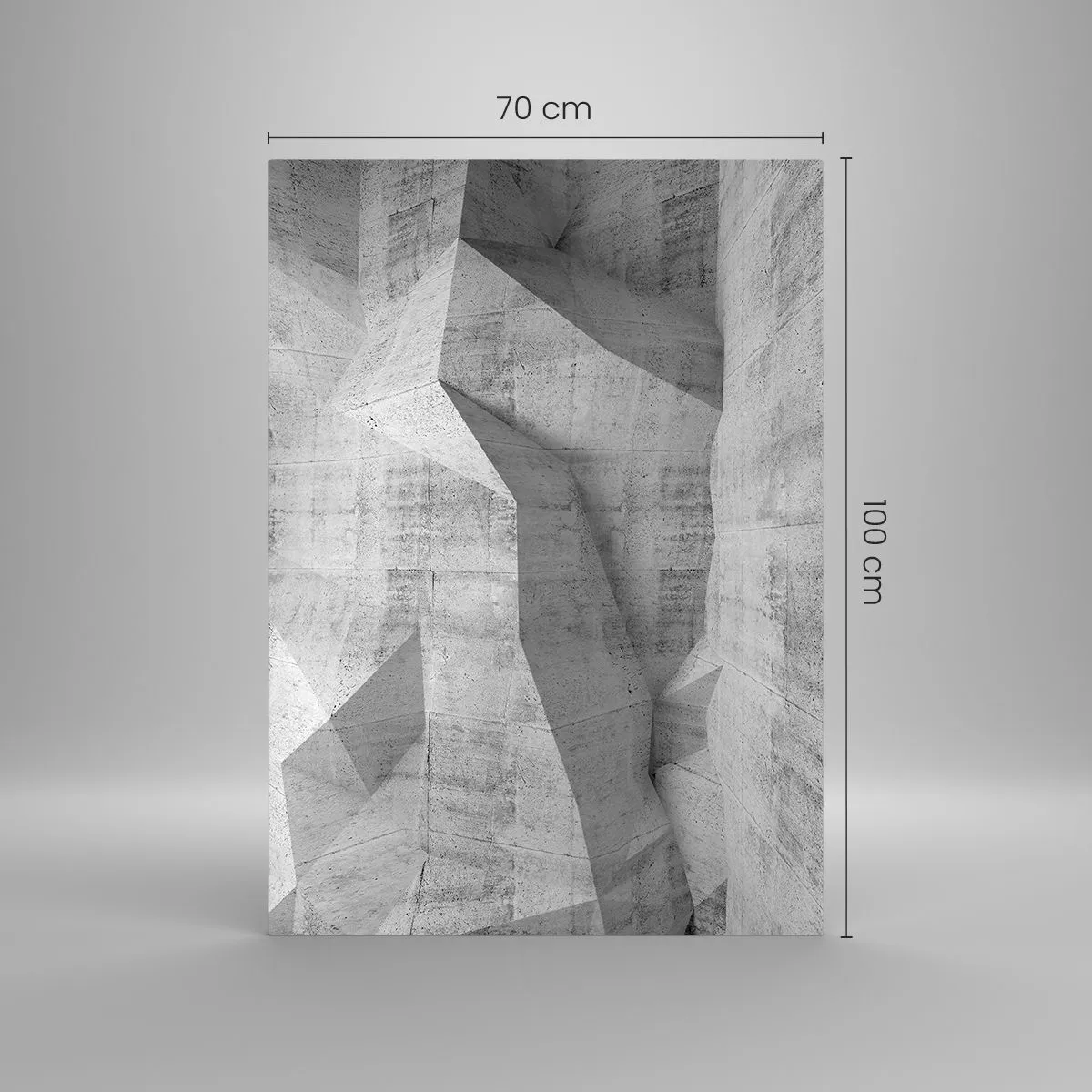 Cuadro sobre vidrio - Impresiones sobre Vidrio - Formas geométricas de hormigón en gris - 70x100cm - Un verdadero desafío - Decoración de pared moderna para salón y dormitorio ARTTOR