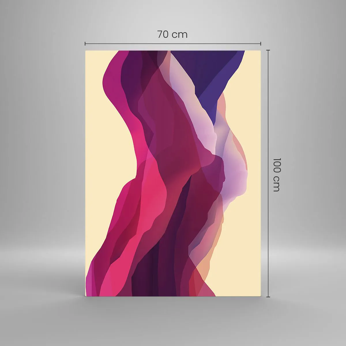 Obraz na szkle - Abstrakcyjne fale w odcieniach purpury i różu na jasnym tle - 70x100cm - Fale purpury - Nowoczesna dekoracja ścienna do salonu i sypialni ARTTOR