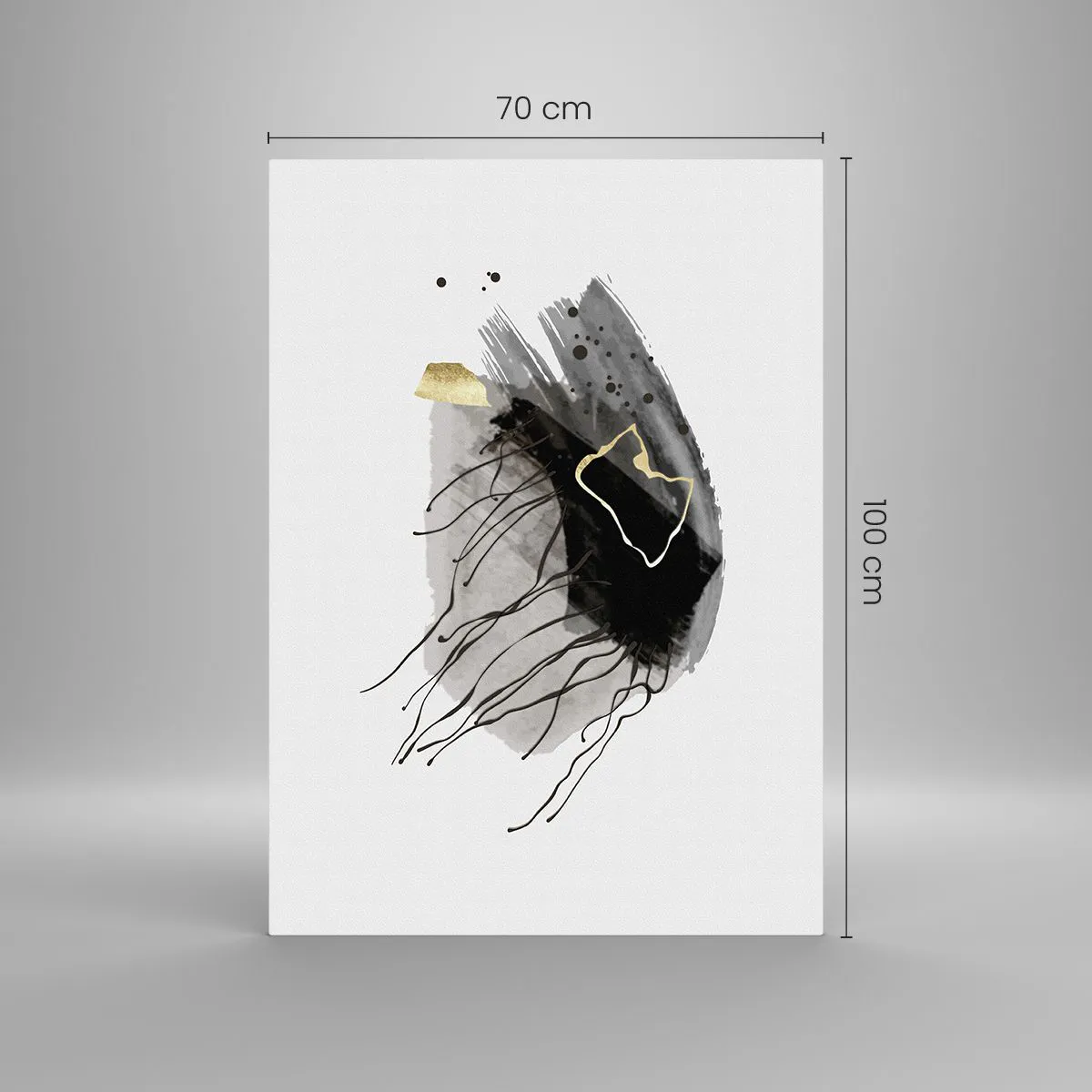 Billede på glas - I sort og guld - 70x100 cm
