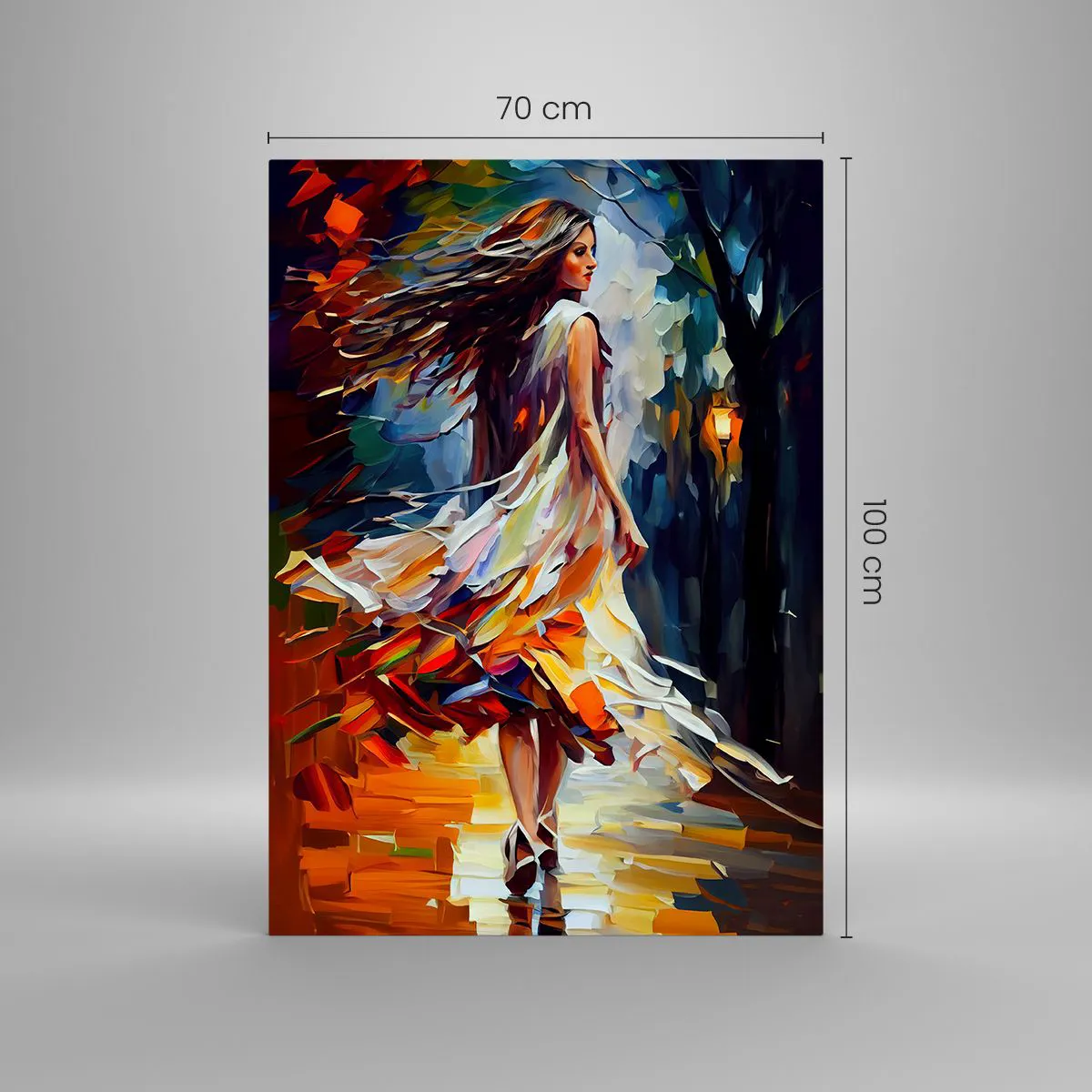 Glastavla - Bild på glas - Höstflicka - 70x100 cm