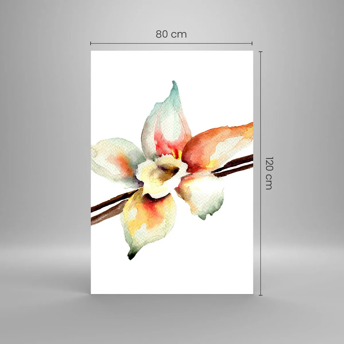 Glasbild - Bild auf glas - Aquarell-Blumenillustration in Pastellfarben - 80x120cm - Süße mit Farbe verschüttet - Moderne Wanddekoration für Wohnzimmer und Schlafzimmer ARTTOR