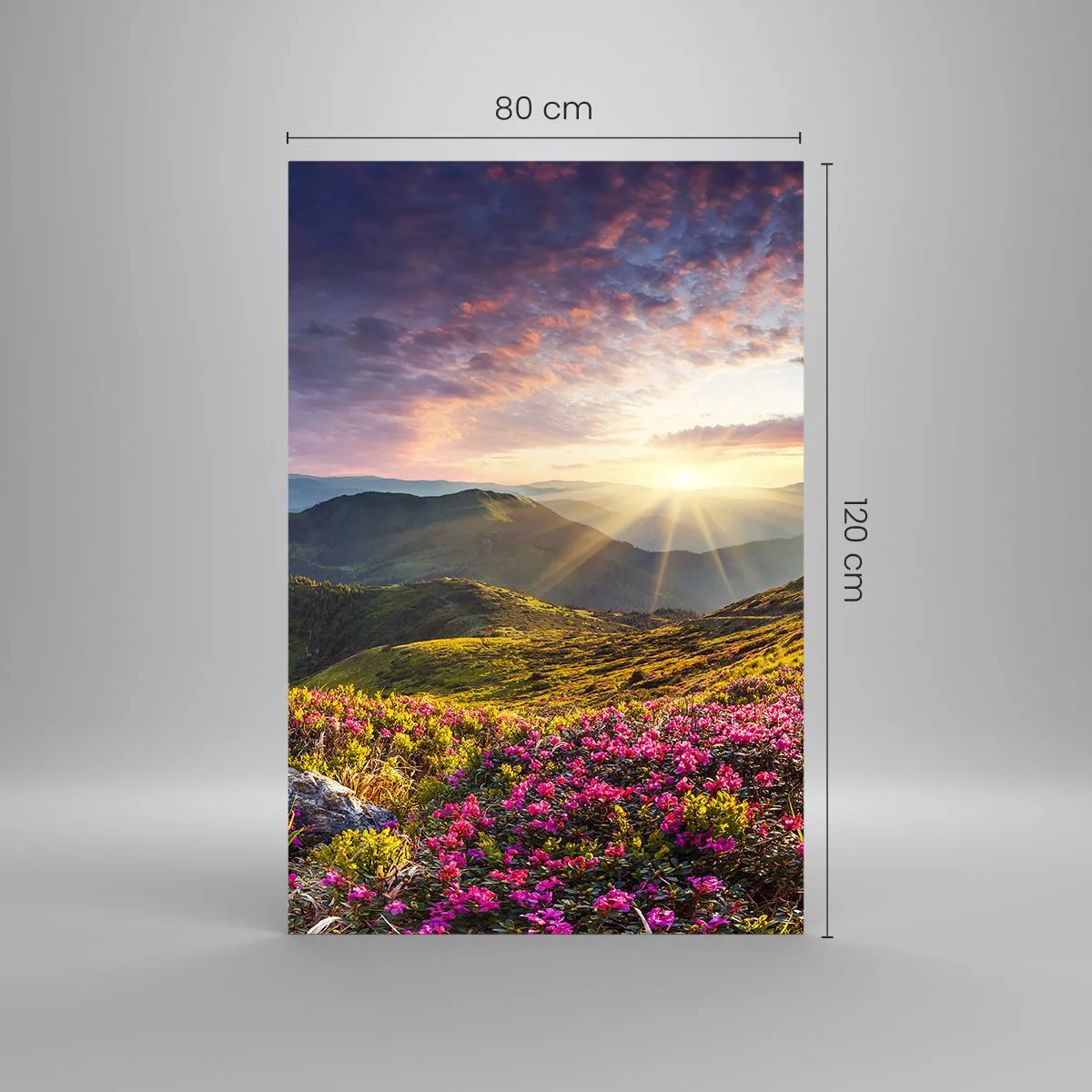 Tablou pe sticlă - Prospețimea unei dimineți de munte - 80x120 cm