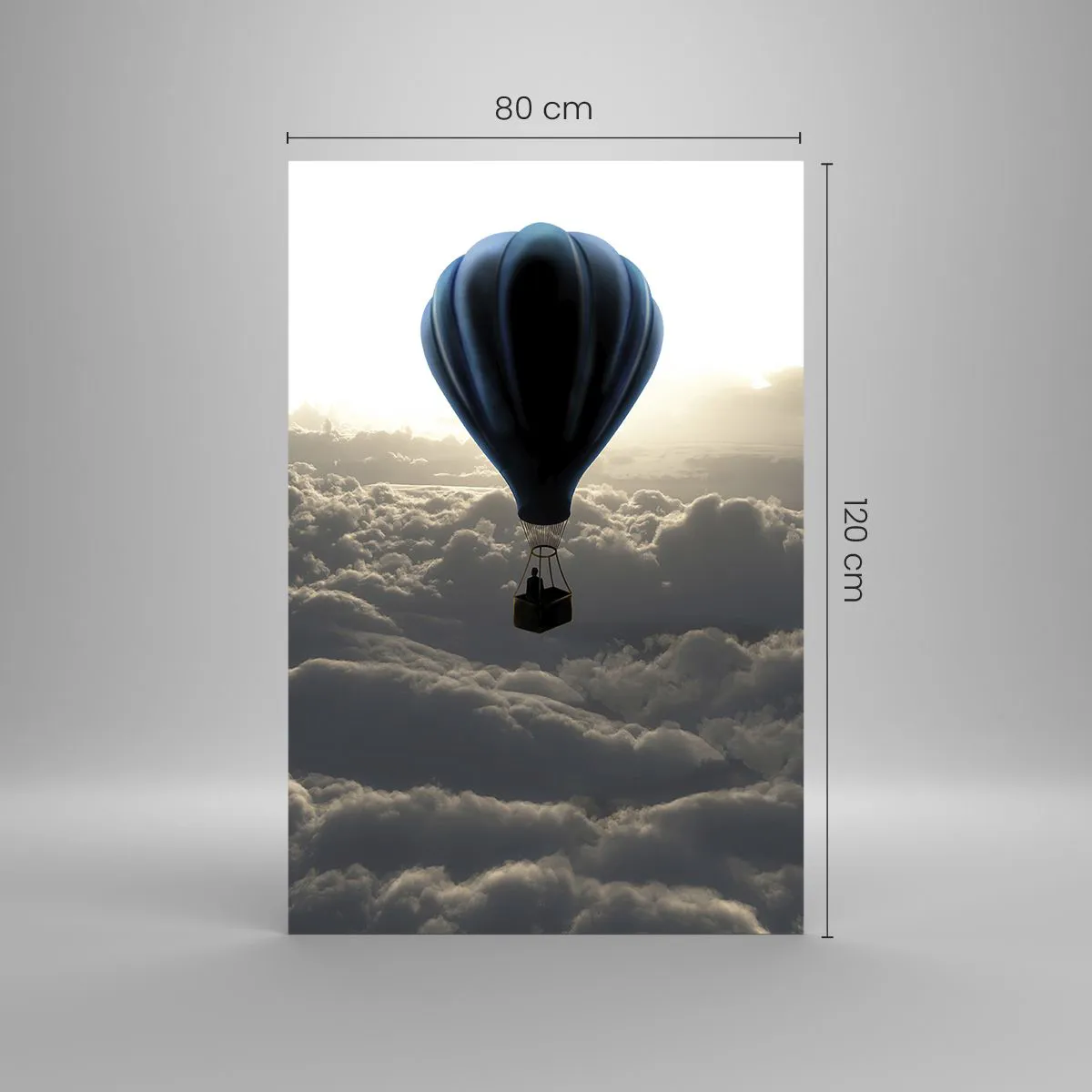 Glastavla - Bild på glas - Vandrare över molnen - 80x120 cm