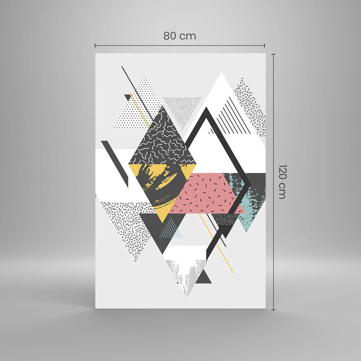 Cuadro sobre vidrio - Impresiones sobre Vidrio - Patrones geométricos sobre un fondo claro - 80x120cm - Una variación del triángulo y el rombo - Decoración de pared moderna para salón y dormitorio ARTTOR