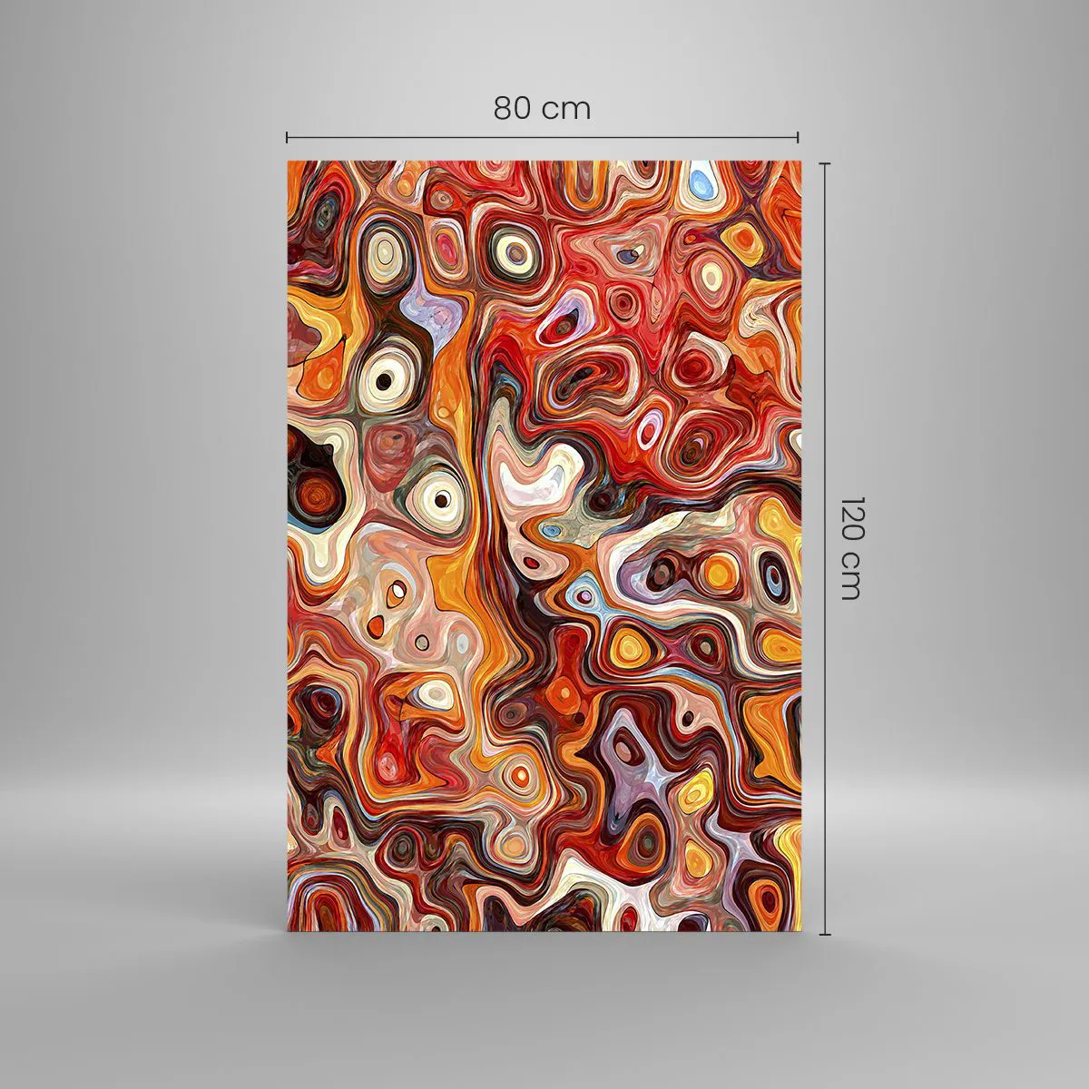 Impression sur verre - Image sur verre - Une composition abstraite dans des tons chauds de rouge, d'orange et de jaune. - 80x120cm - Si les noix fondaient dans du miel - Décoration murale moderne pour le salon et la chambre ARTTOR