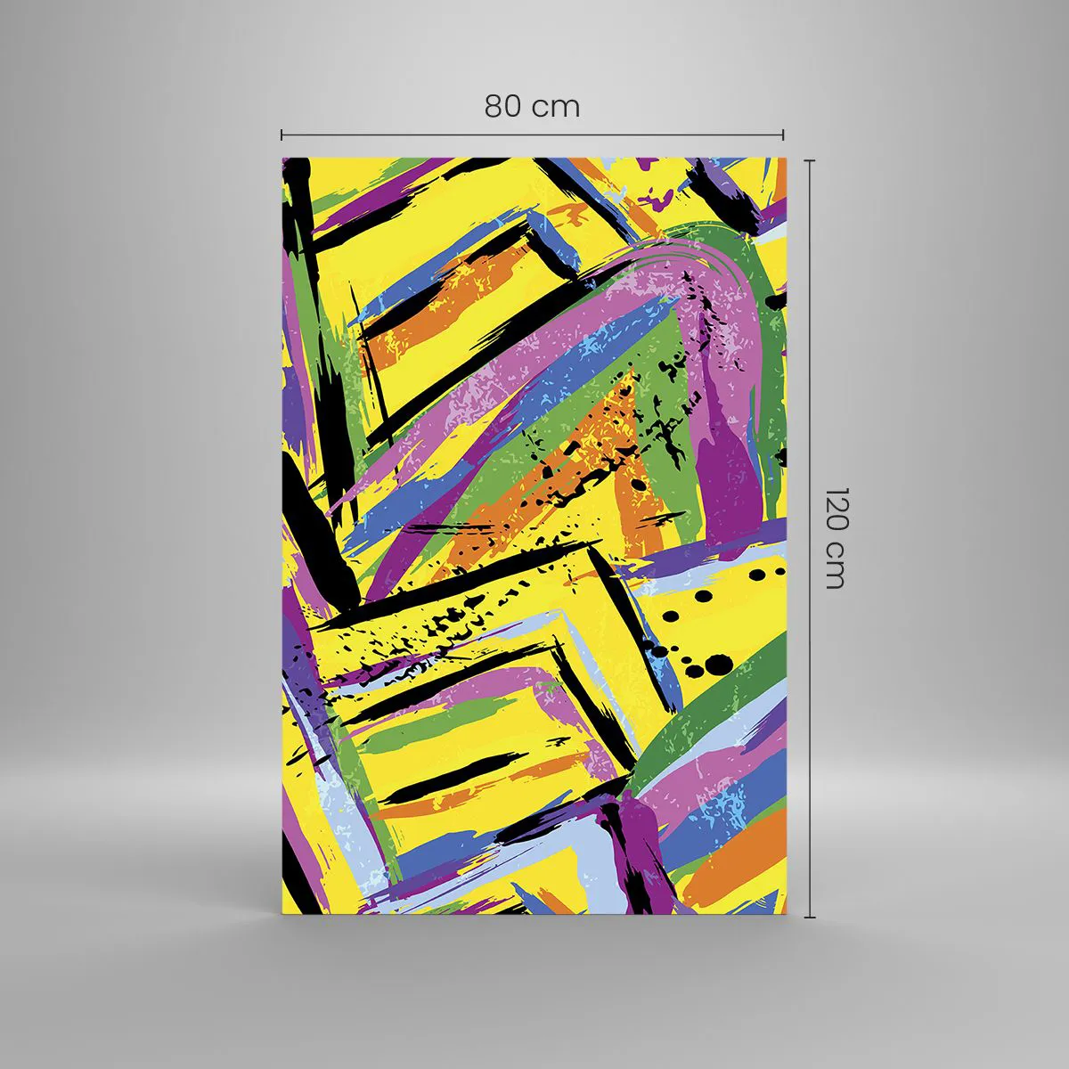 Cuadro sobre vidrio - Impresiones sobre Vidrio - Abstracción vívida en colores brillantes y formas dinámicas. - 80x120cm - Grita de alegría - Decoración de pared moderna para salón y dormitorio ARTTOR