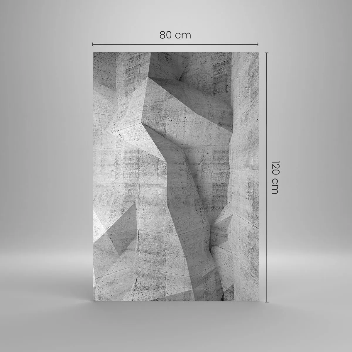 Glasbild - Bild auf glas - Geometrische Betonformen in Grau - 80x120cm - Eine echte Herausforderung - Moderne Wanddekoration für Wohnzimmer und Schlafzimmer ARTTOR