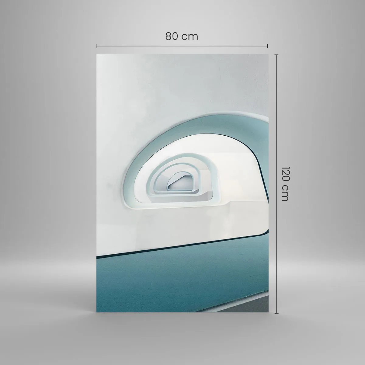 Quadro su vetro - Architettura minimalista con linee arrotondate - 80x120cm - Blu fino in fondo - Decorazione murale moderna per soggiorno e camera da letto ARTTOR