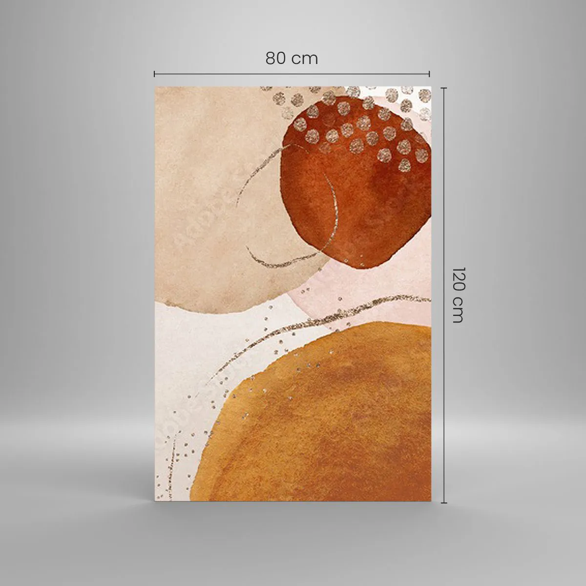 Cuadro sobre vidrio - Impresiones sobre Vidrio - Formas abstractas en tonos cálidos de marrón y dorado. - 80x120cm - Movimiento abstracto - Decoración de pared moderna para salón y dormitorio ARTTOR