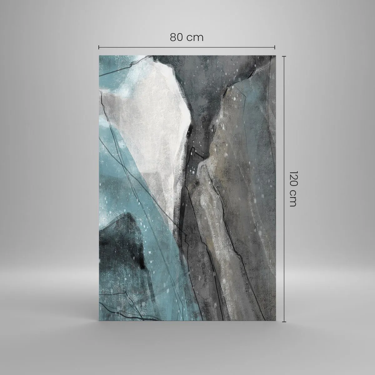 Glass picture - Abstract: Rocks and Ice - 80x120 cm