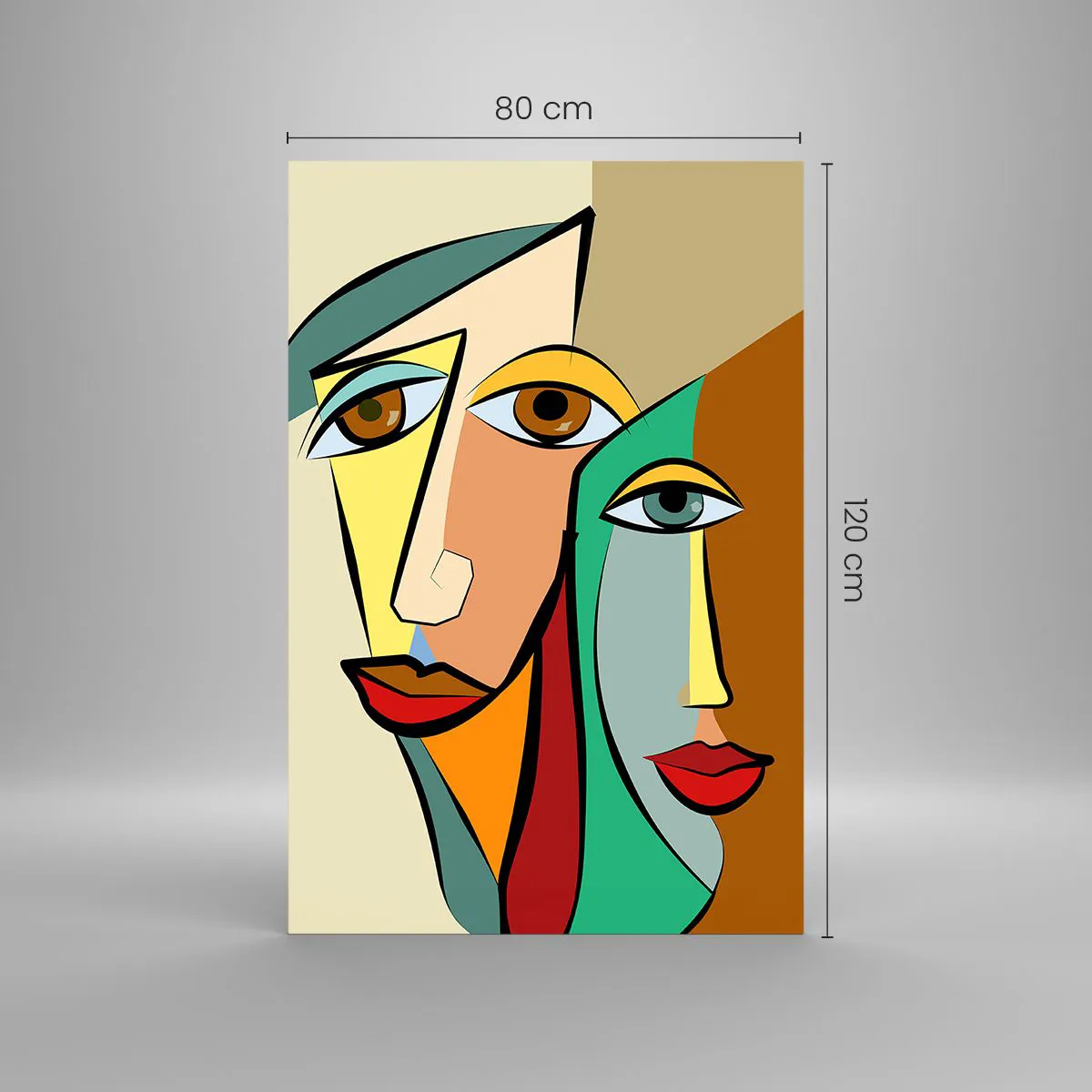 Quadro su vetro - Coppia cubista - 80x120 cm