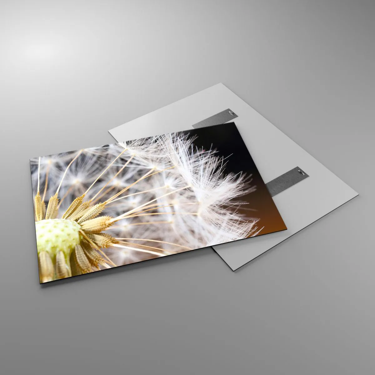 Impression sur verre - Image sur verre - Gros plan d'un pissenlit aux graines délicates - 100x70cm - Juste avant le départ - Décoration murale moderne pour le salon et la chambre ARTTOR