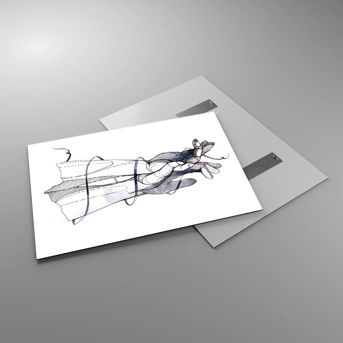 Quadro su vetro - Illustrazione artistica di una mano che tiene un fiore - 100x70cm - Studio del tocco - Decorazione murale moderna per soggiorno e camera da letto ARTTOR