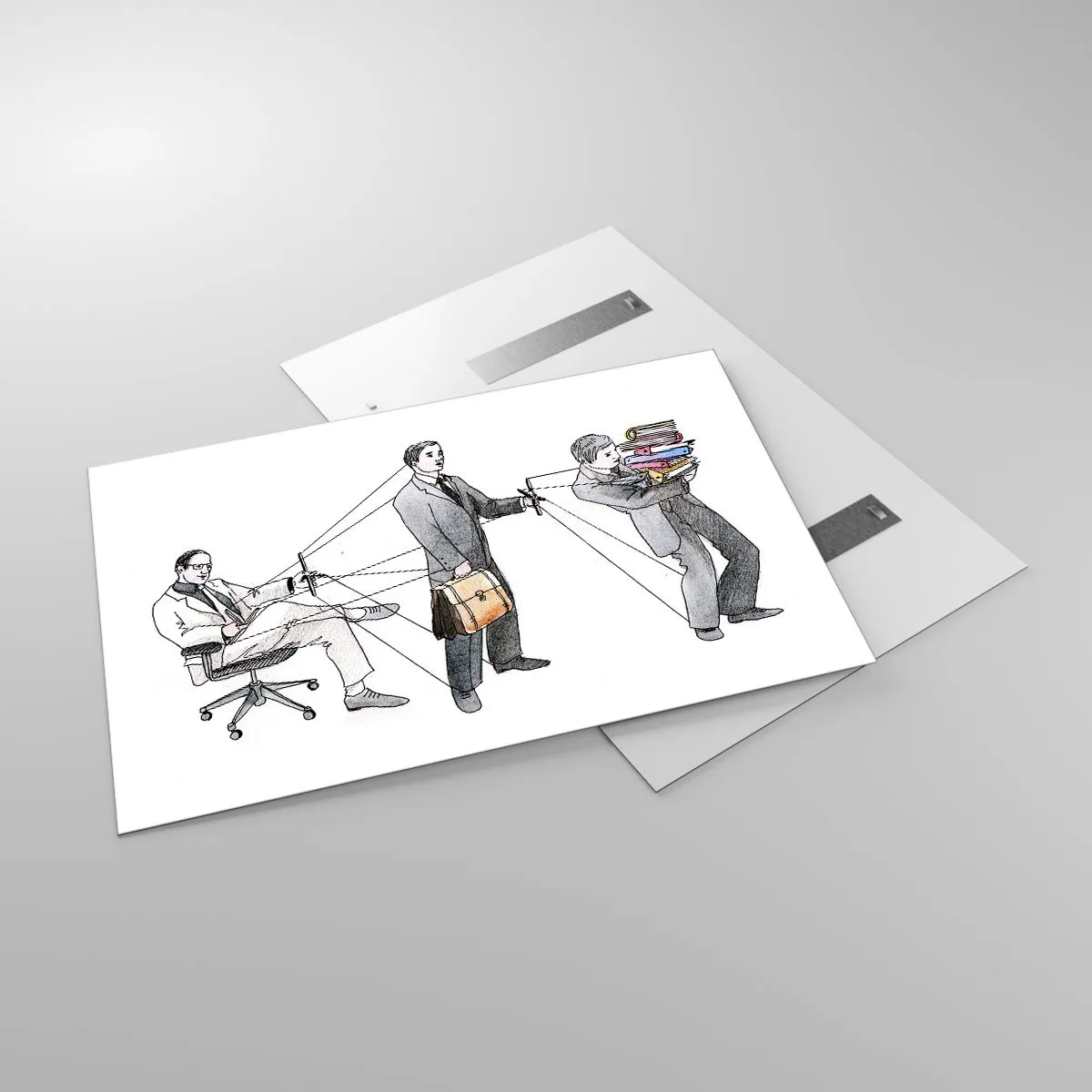 Glasbild - Bild auf glas - Darstellung der Büroarbeitshierarchie - 120x80cm - Jeder hat seinen Meister - Moderne Wanddekoration für Wohnzimmer und Schlafzimmer ARTTOR