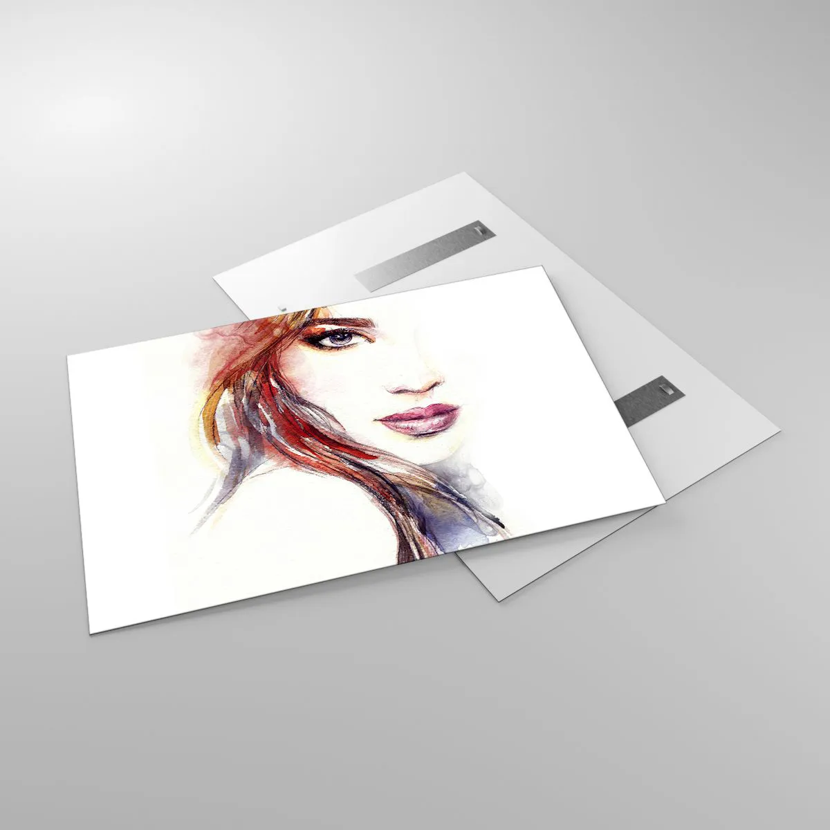 Obraz na szkle - Ilustracja przedstawiająca akwarelowy portret kobiety - 120x80cm - Vademecum - idź za mną - Nowoczesna dekoracja ścienna do salonu, kuchni i sypialni ARTTOR