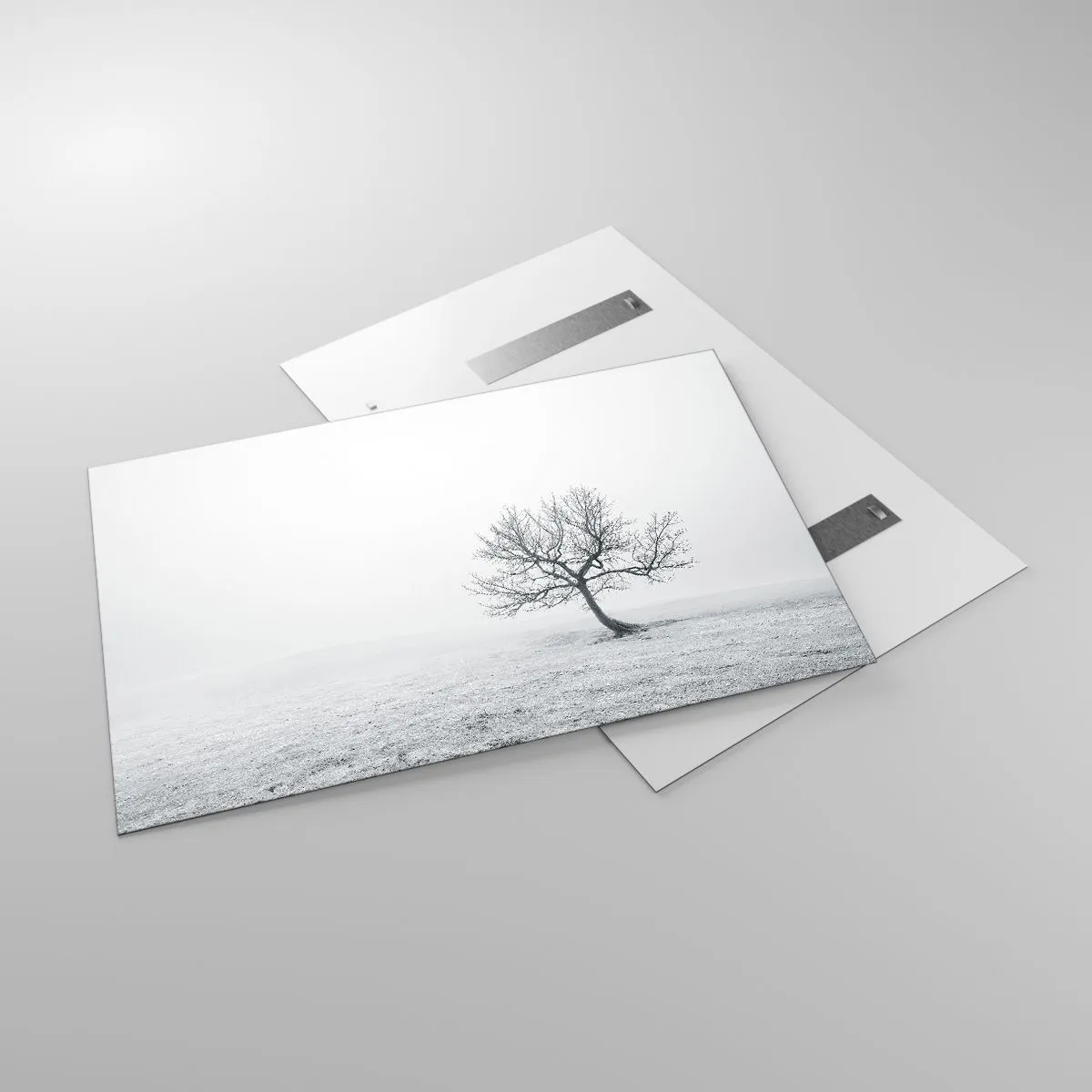 Impression sur verre - Image sur verre - Un arbre solitaire contre le brouillard dans une composition monochrome - 120x80cm - Contre le néant - Décoration murale moderne pour le salon et la chambre ARTTOR