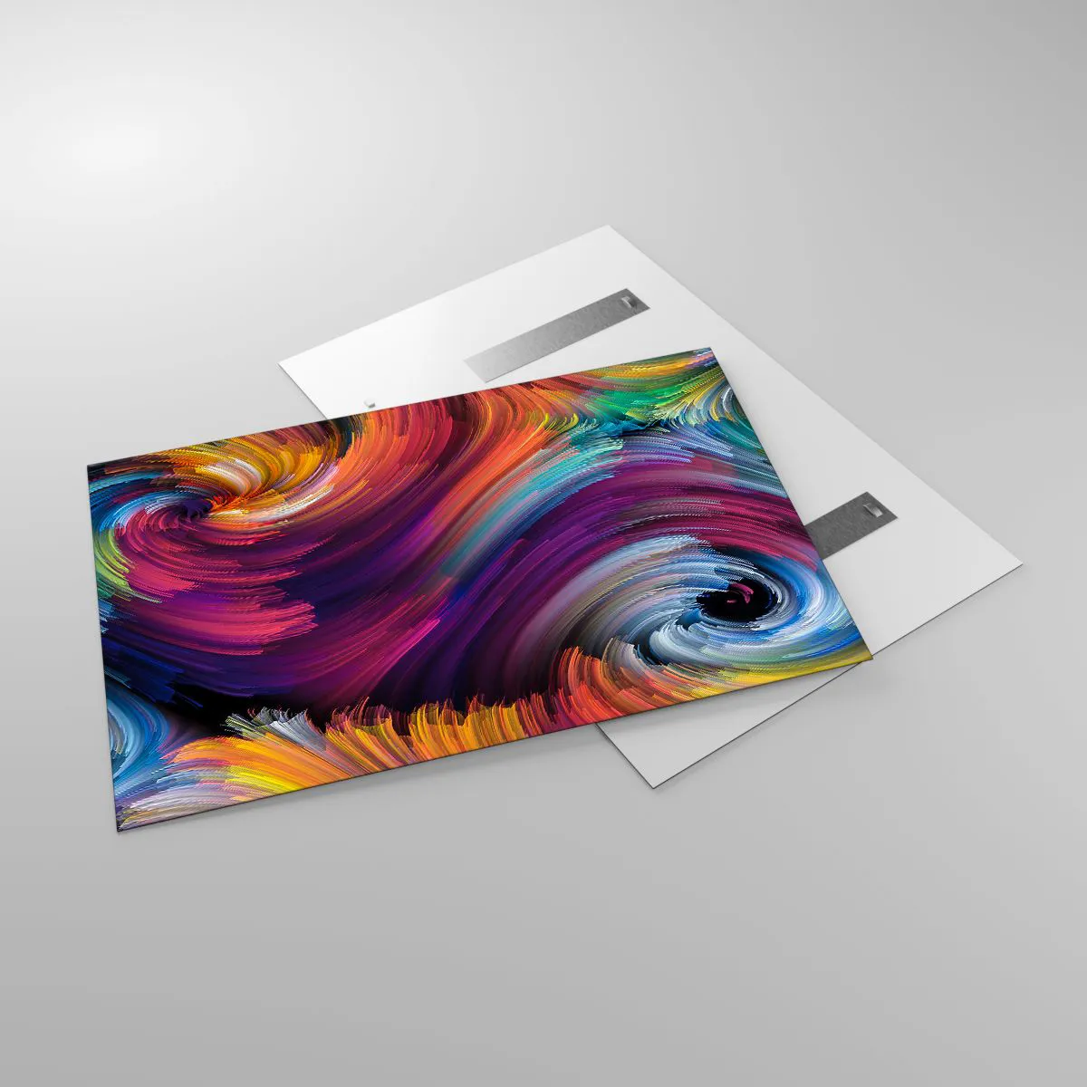 Glasbild - Bild auf glas - Bunte Wirbel und dynamische Pinselstriche in Abstraktion - 120x80cm - Der Beginn einer neuen Welt - Moderne Wanddekoration für Wohnzimmer und Schlafzimmer ARTTOR