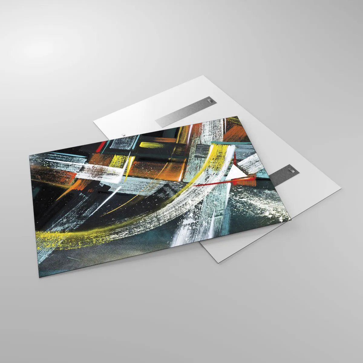 Glasbild - Bild auf glas - Dynamische Abstraktion mit bunten Pinselstrichen - 120x80cm - Energie der Bewegung - Moderne Wanddekoration für Wohnzimmer und Schlafzimmer ARTTOR