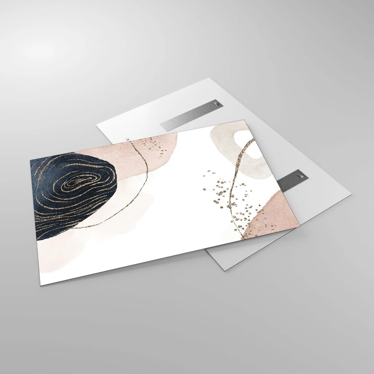 Glasbild - Bild auf glas - Abstrakte Formen mit goldenen Akzenten - 120x80cm - Alles fließt - Moderne Wanddekoration für Wohnzimmer und Schlafzimmer ARTTOR