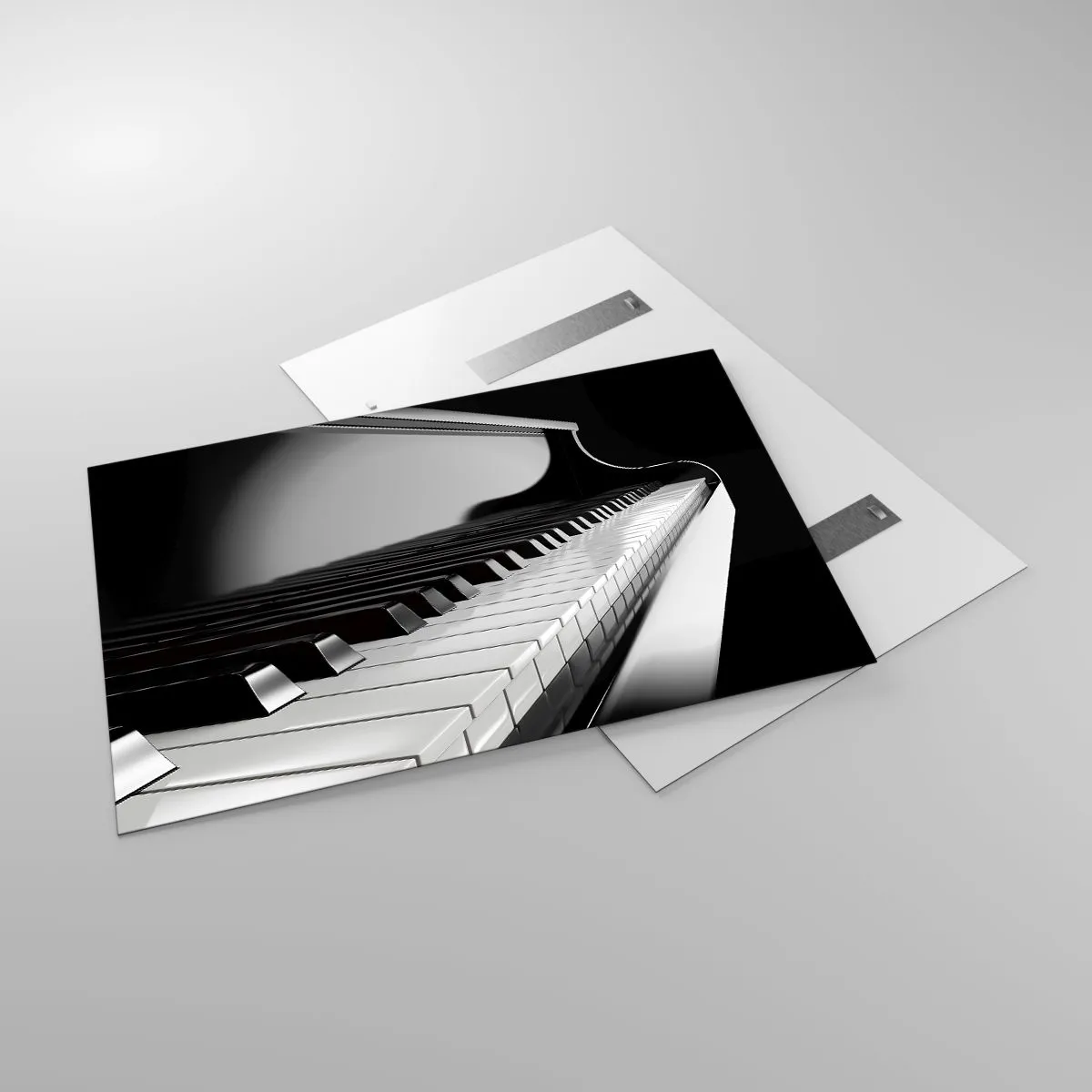 Impression sur verre - Image sur verre - Clavier de piano noir et blanc en perspective - 120x80cm - Harmonie des formes et des couleurs - Décoration murale moderne pour le salon et la chambre ARTTOR