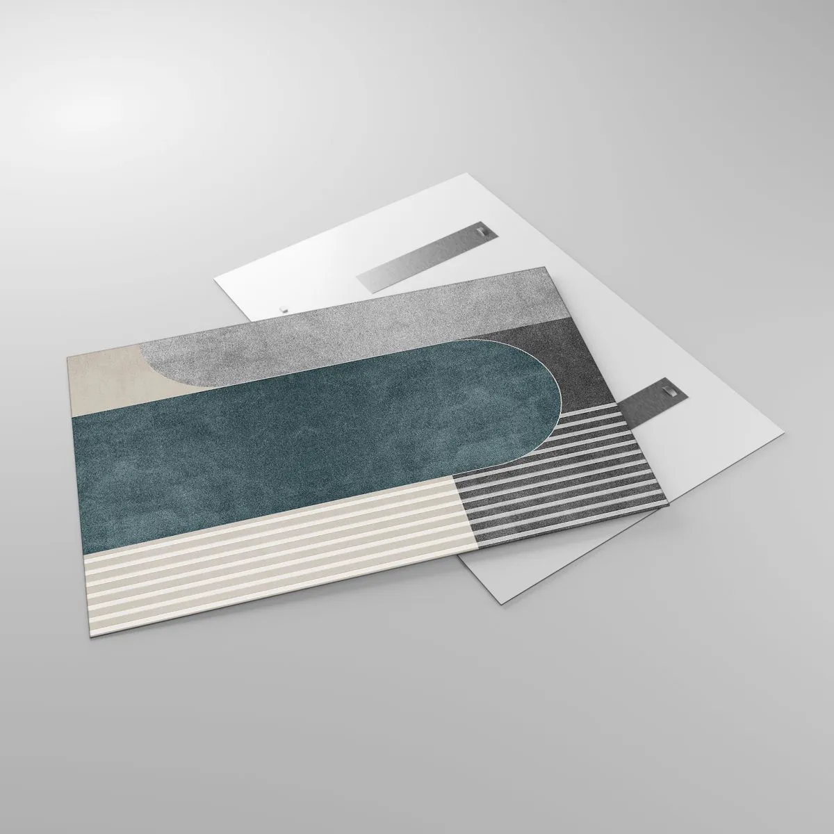 Obraz na szkle - Geometryczna forma w szarościach, beżu i zieleni - 120x80cm - Kompozycja na poziomie - Nowoczesna dekoracja ścienna do salonu, kuchni i sypialni ARTTOR