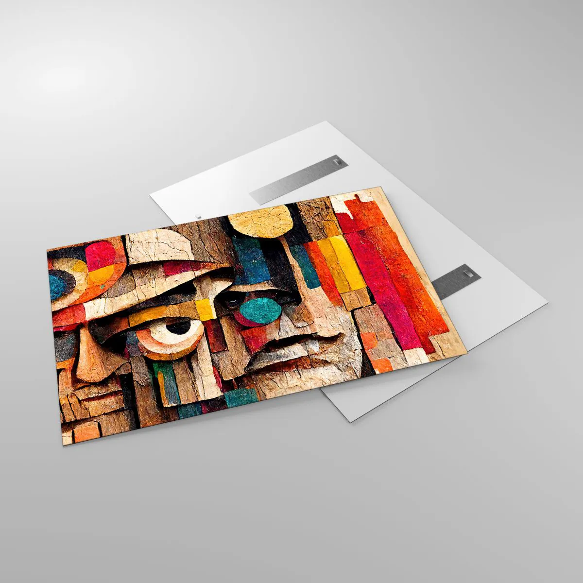 Impression sur verre - Image sur verre - Visages géométriques colorés dans un style abstrait - 120x80cm - Je te vois… - Décoration murale moderne pour le salon et la chambre ARTTOR