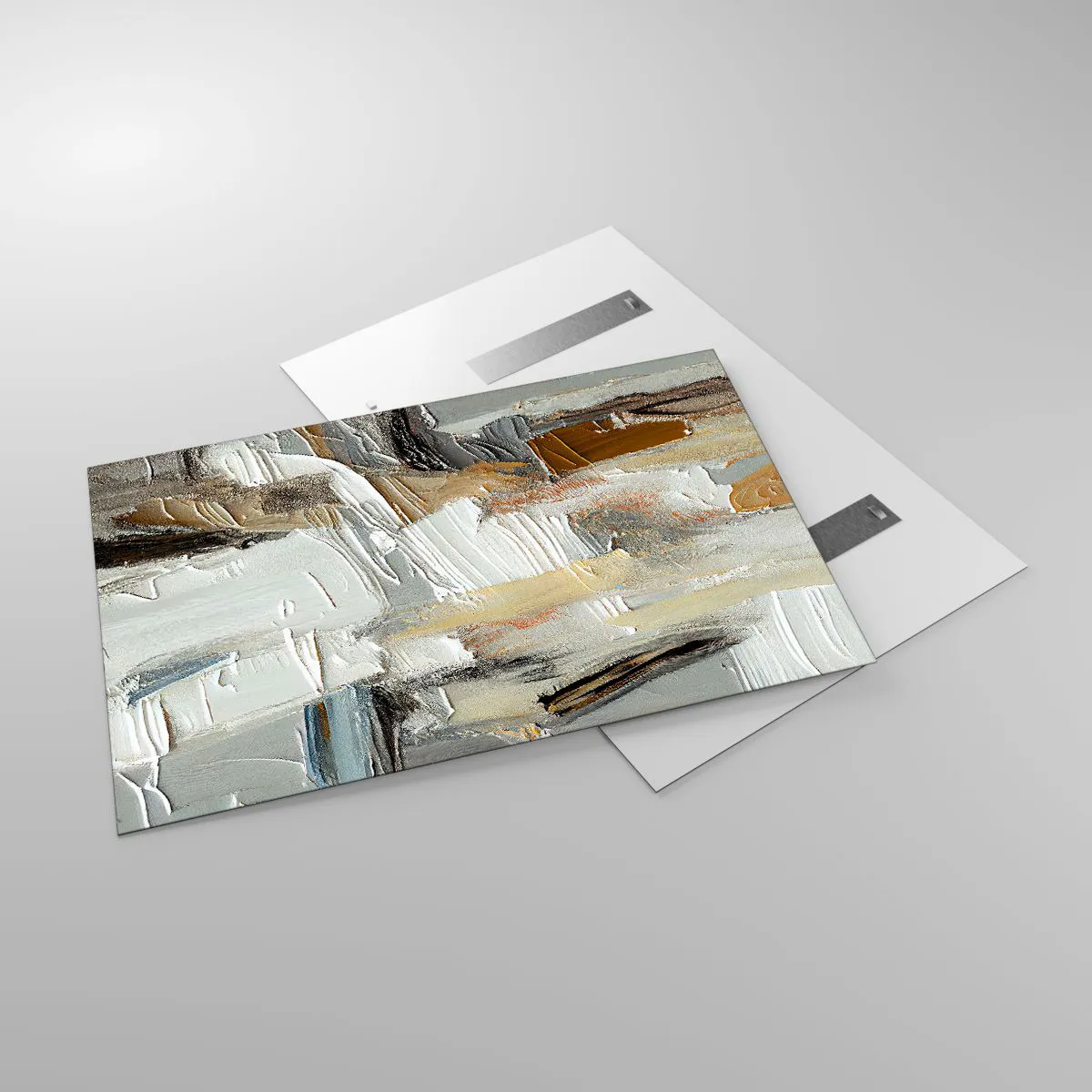 Glasbild - Bild auf glas - Eine abstrakte Komposition in Erdtönen mit einer unverwechselbaren Textur. - 120x80cm - Bunte Schichten - Moderne Wanddekoration für Wohnzimmer und Schlafzimmer ARTTOR