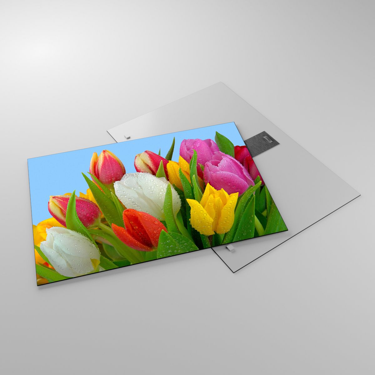 Quadro orizzontale lungo con fiori multicolor 150x50 COLORI E LUCI