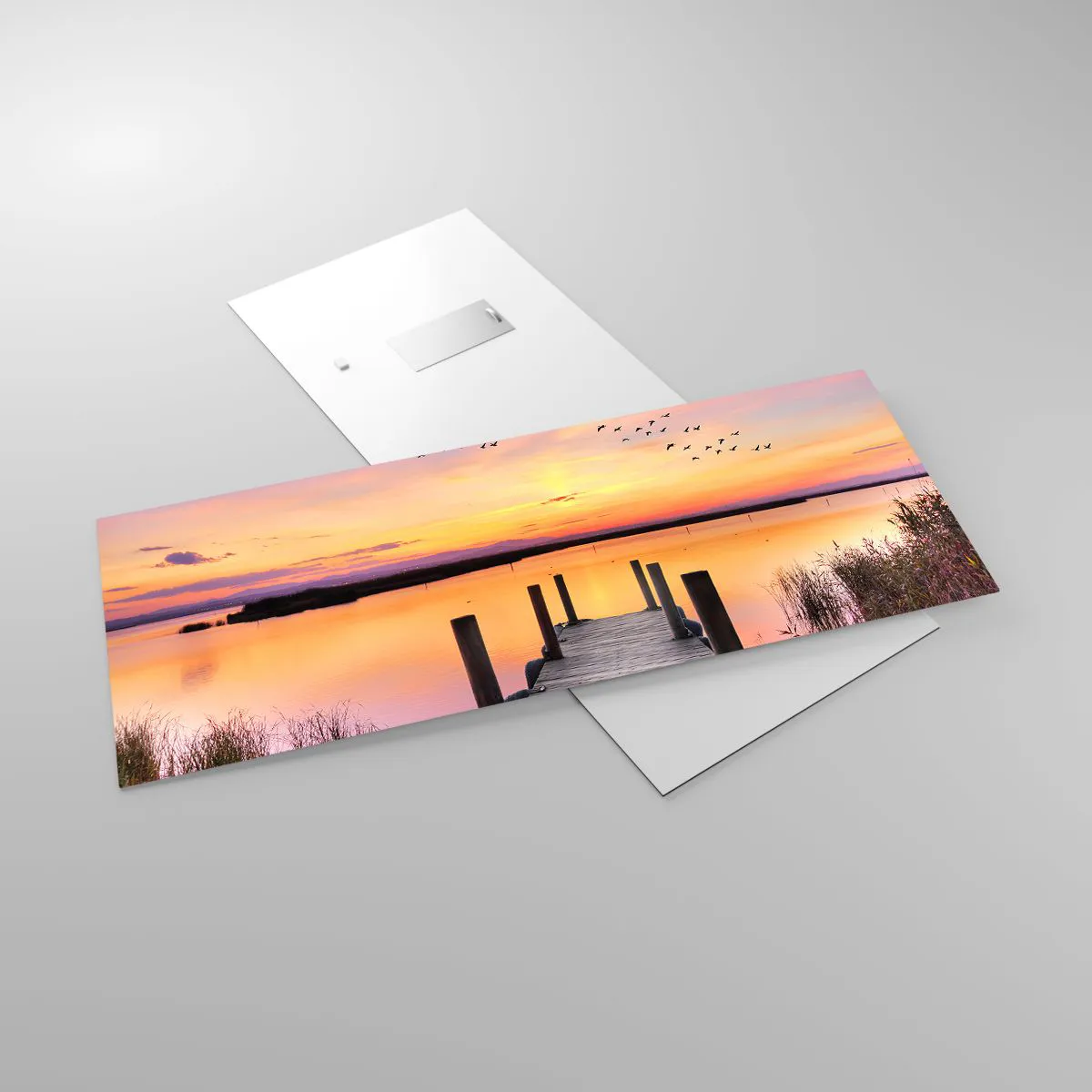 Obraz na skle - Fialové tiché svitanie - 100x40 cm