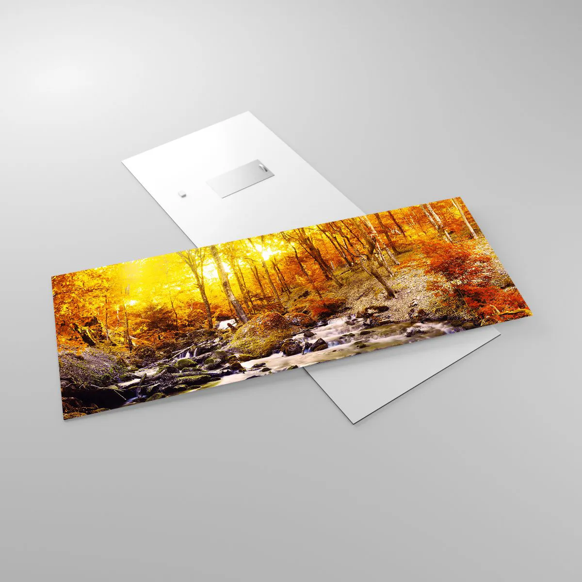 Cuadro sobre vidrio - Impresiones sobre Vidrio - Piedras bañadas en oro y platino - 100x40 cm