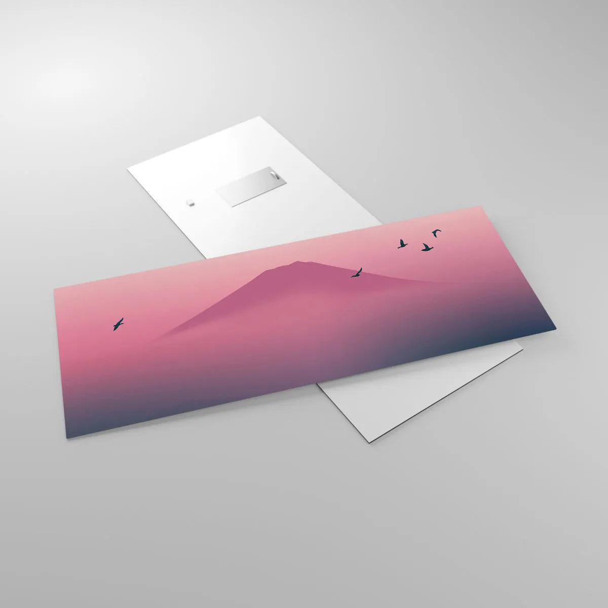 Quadro em vidro - Andarilhos sob as nuvens - 100x40 cm