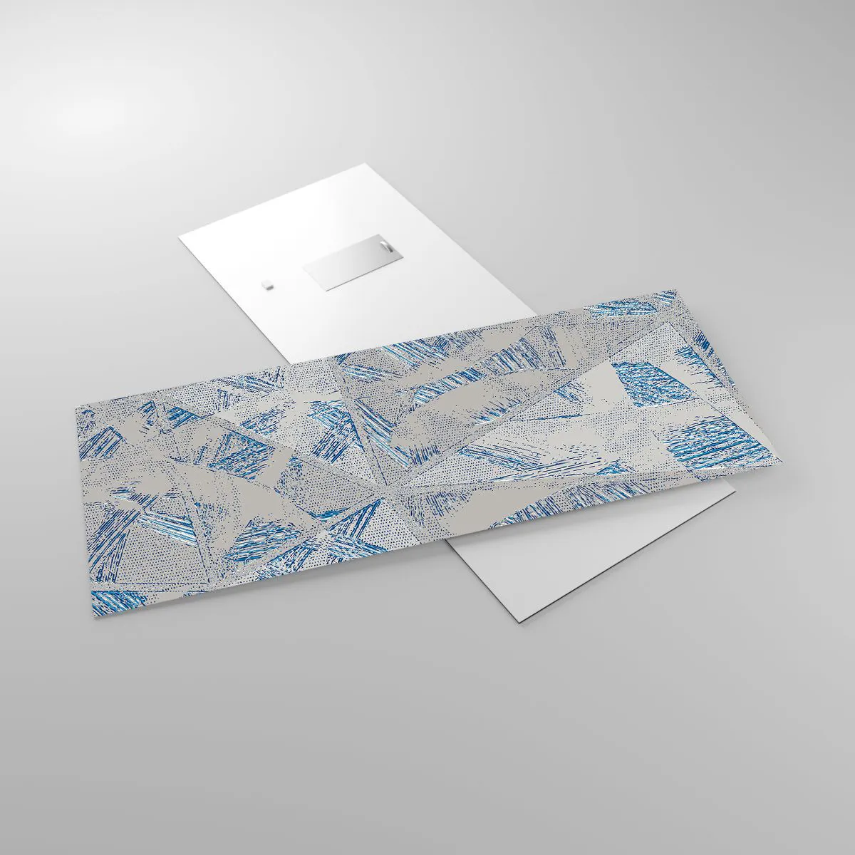 Tablou pe sticlă - Într-un labirint de gri-albastru - 100x40 cm