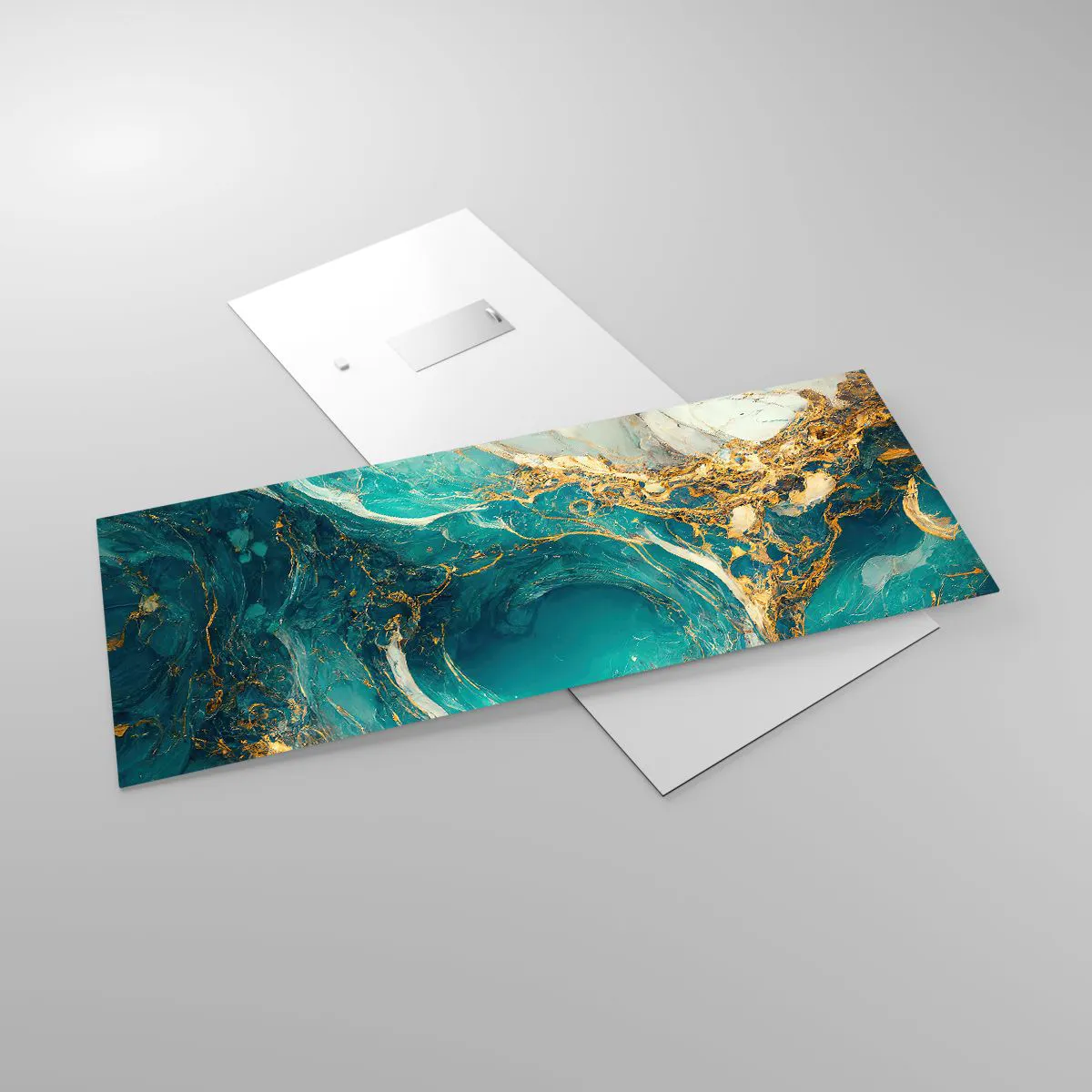 Quadro em vidro - Composição com veios d'ouro - 100x40 cm