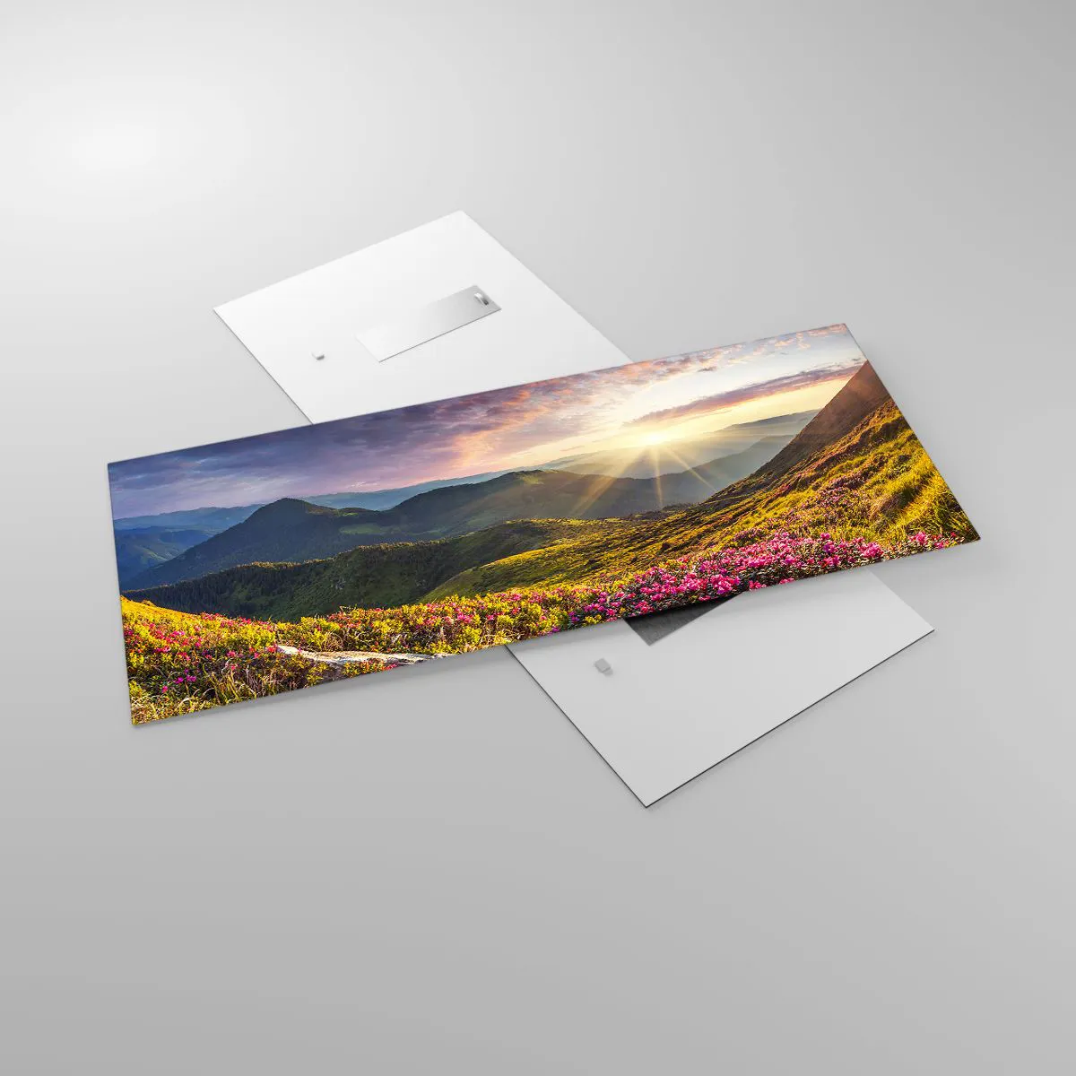 Tablou pe sticlă - Prospețimea unei dimineți de munte - 120x50 cm