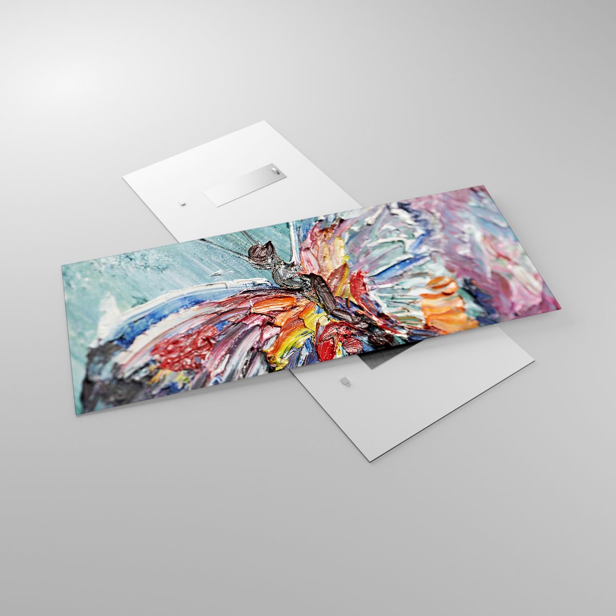 Tableau sur verre Li - Trois oiseaux dans un paysage d'hiver