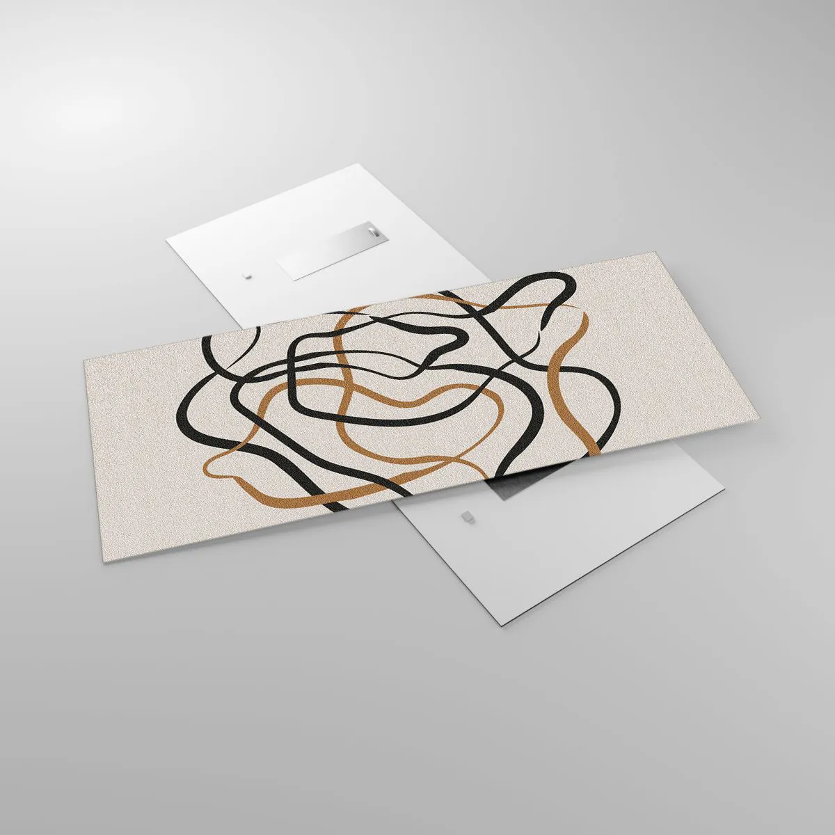 Glasbild - Bild auf glas - Verworrene Linien in Schwarz und Gold auf hellem Hintergrund - 120x50cm - Alles ging schief - Moderne Wanddekoration für Wohnzimmer und Schlafzimmer ARTTOR