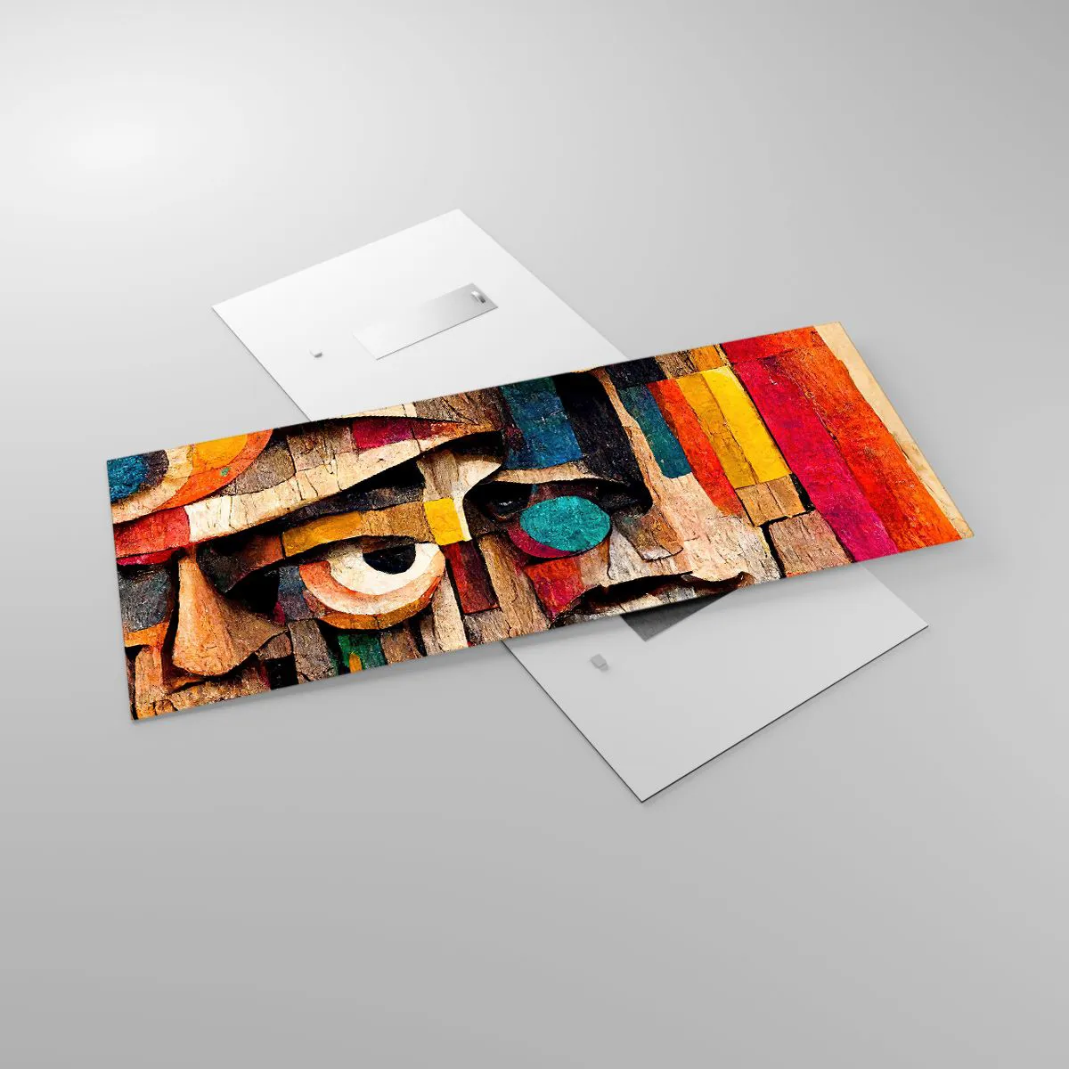 Quadro su vetro - Volti astratti dai colori intensi - 120x50cm - Ti vedo... - Decorazione murale moderna per soggiorno e camera da letto ARTTOR